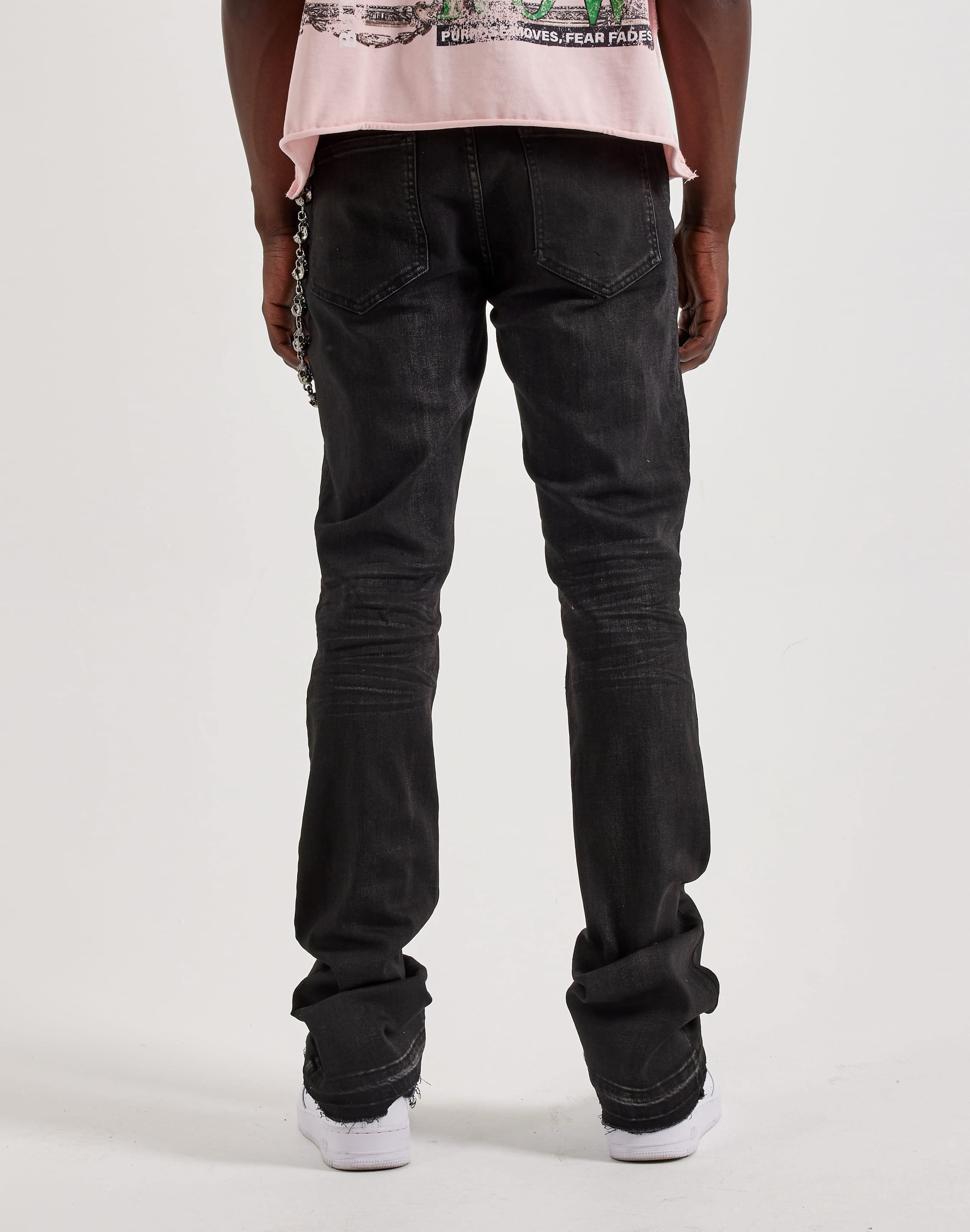 Waimea Stacked Distressed Skull Chain Denim Jeans