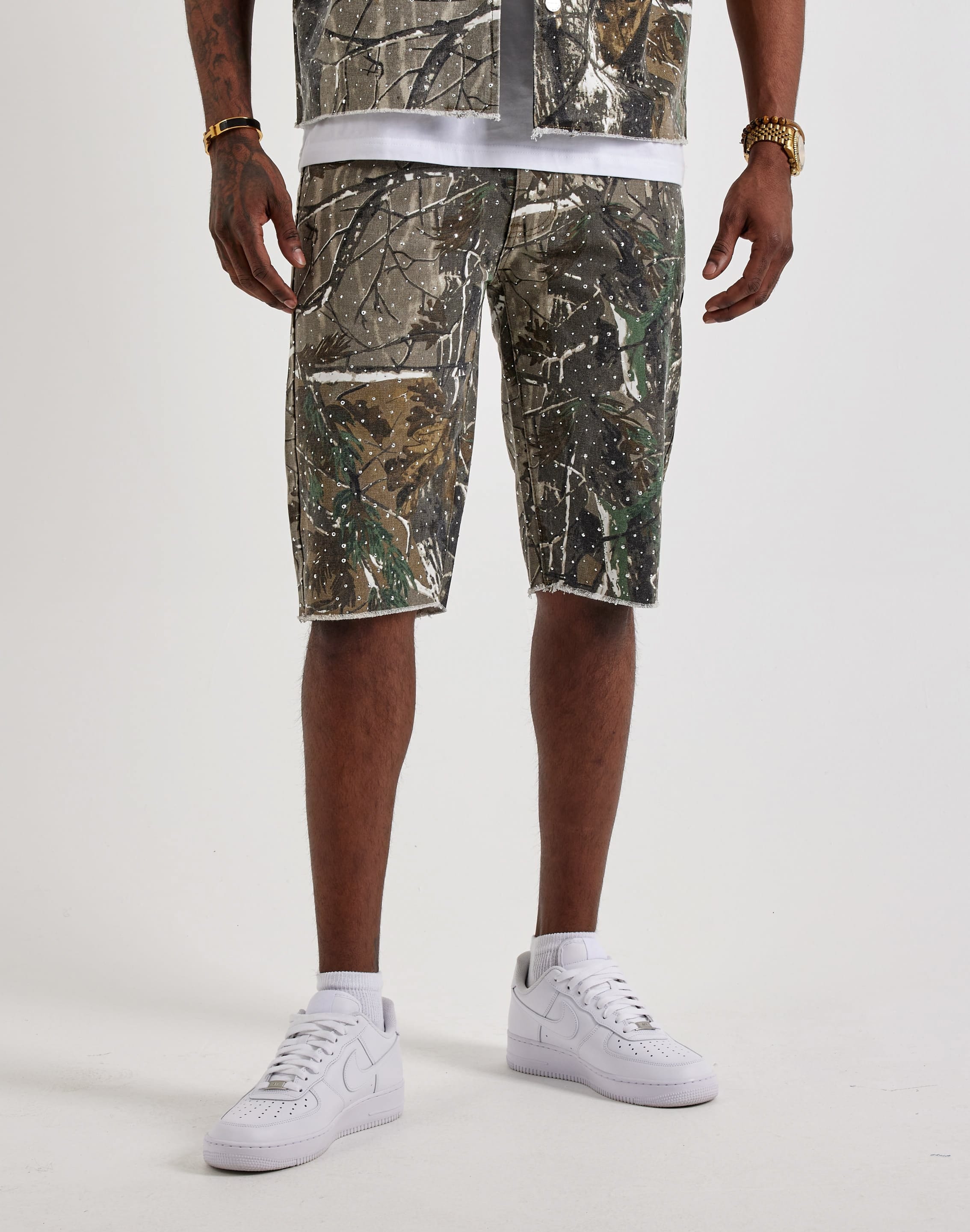 First Row Rhinestone Canvas Shorts