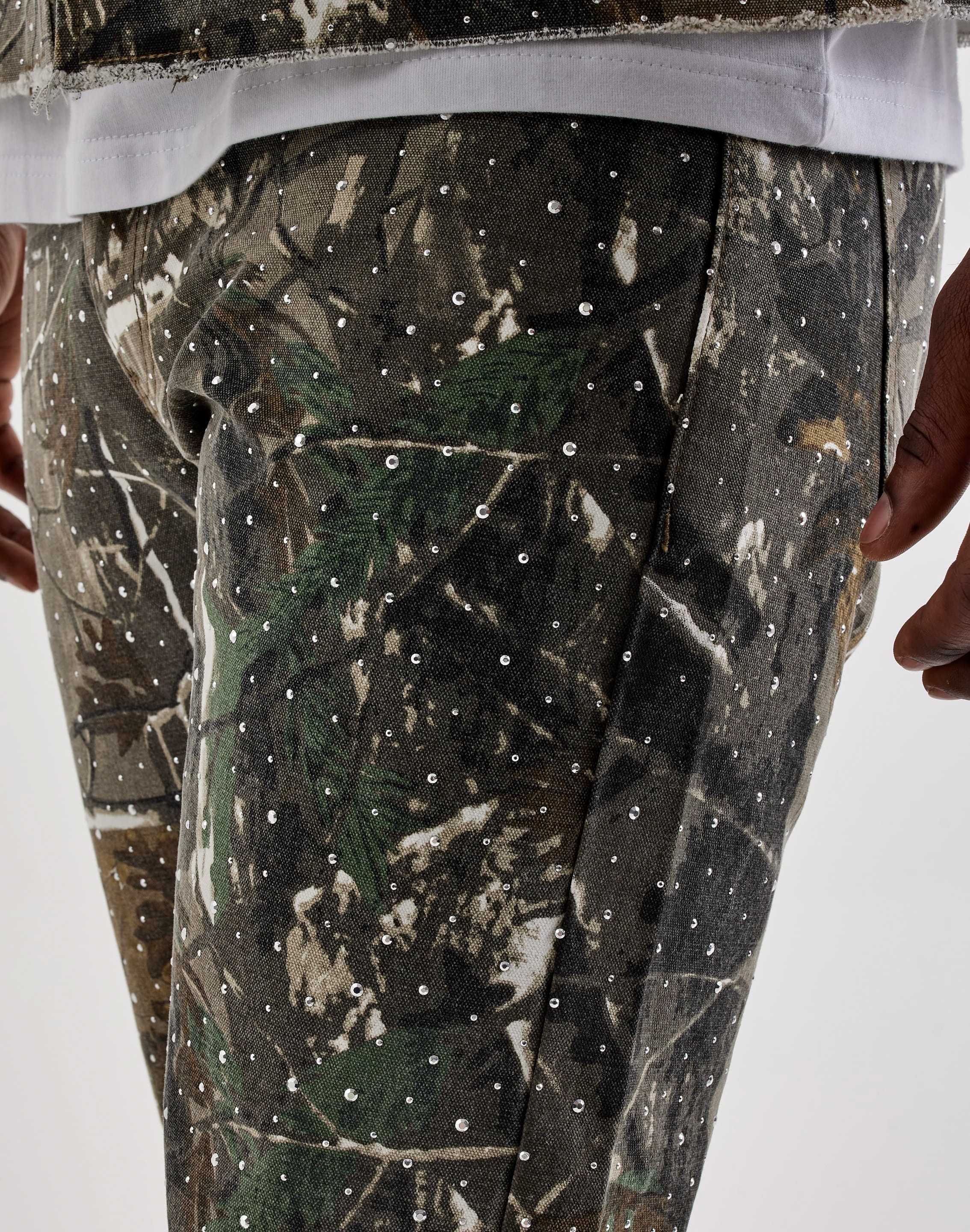 First Row Rhinestone Canvas Shorts