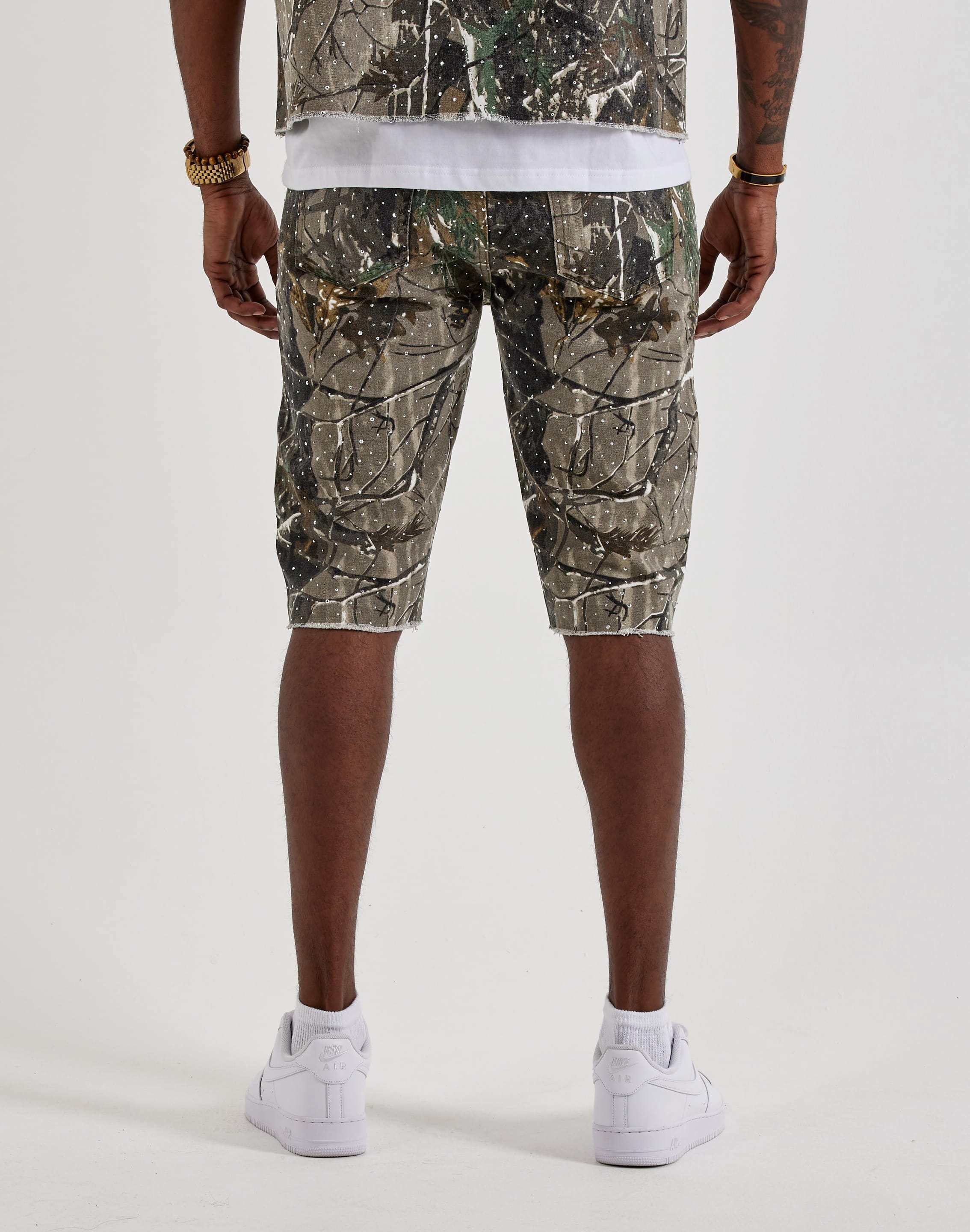 First Row Rhinestone Canvas Shorts