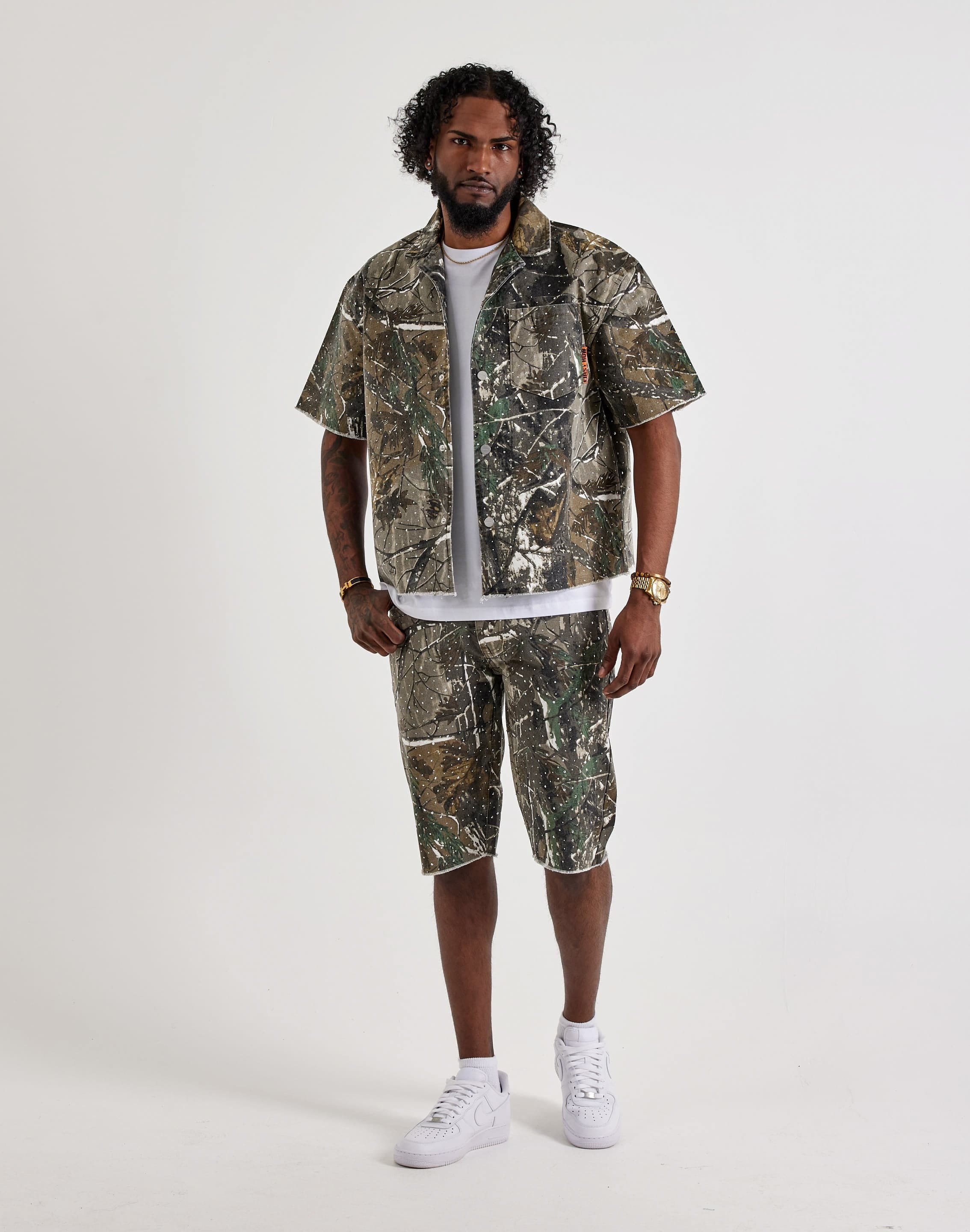 First Row Rhinestone Canvas Shorts