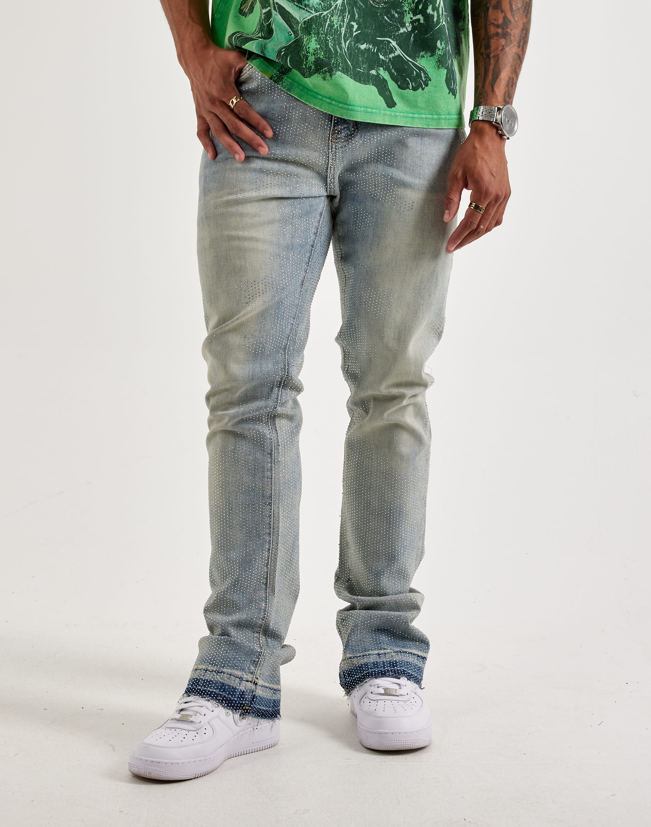 Waimea Flared Rhinestone Denim Jeans