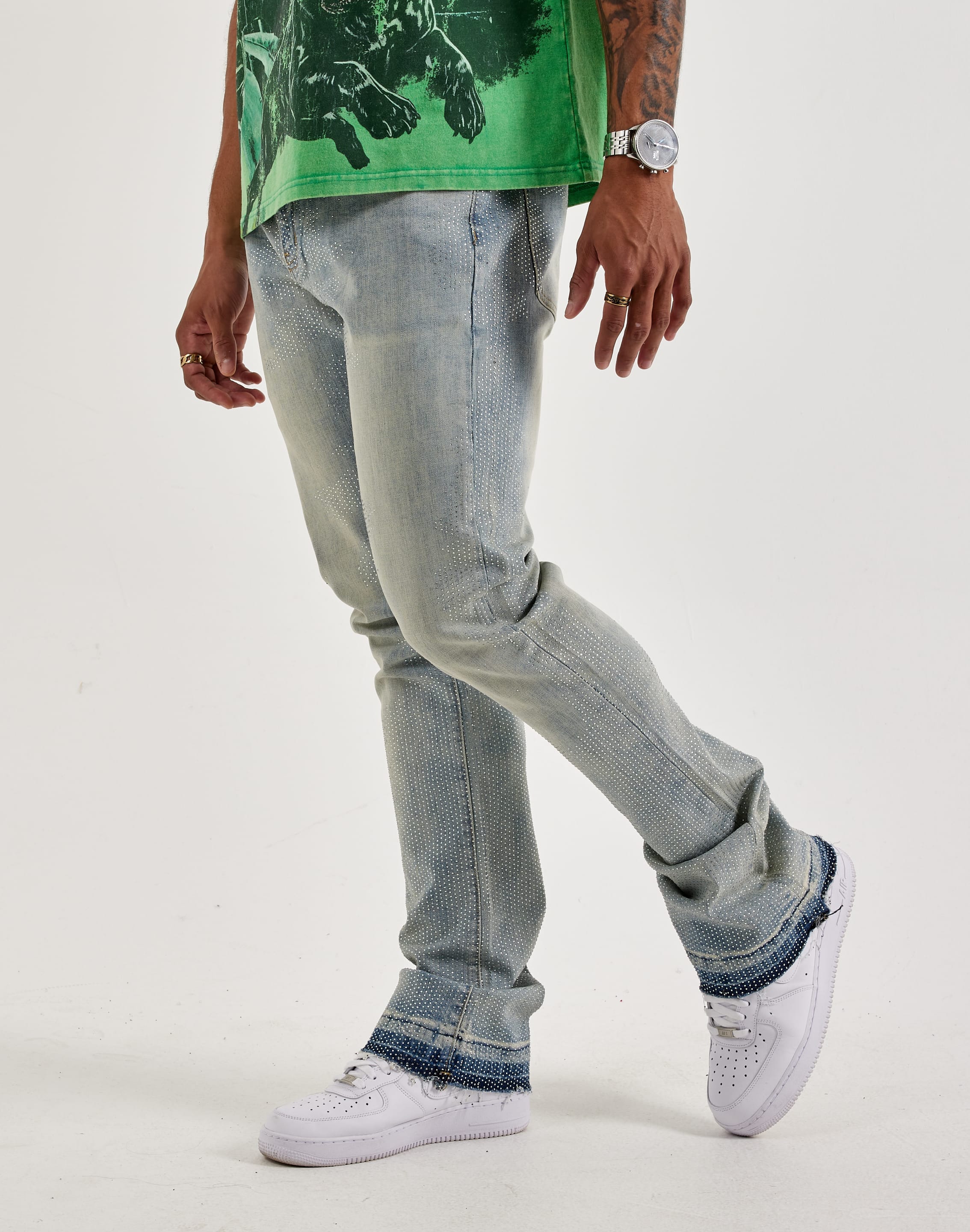 Waimea Flared Rhinestone Denim Jeans