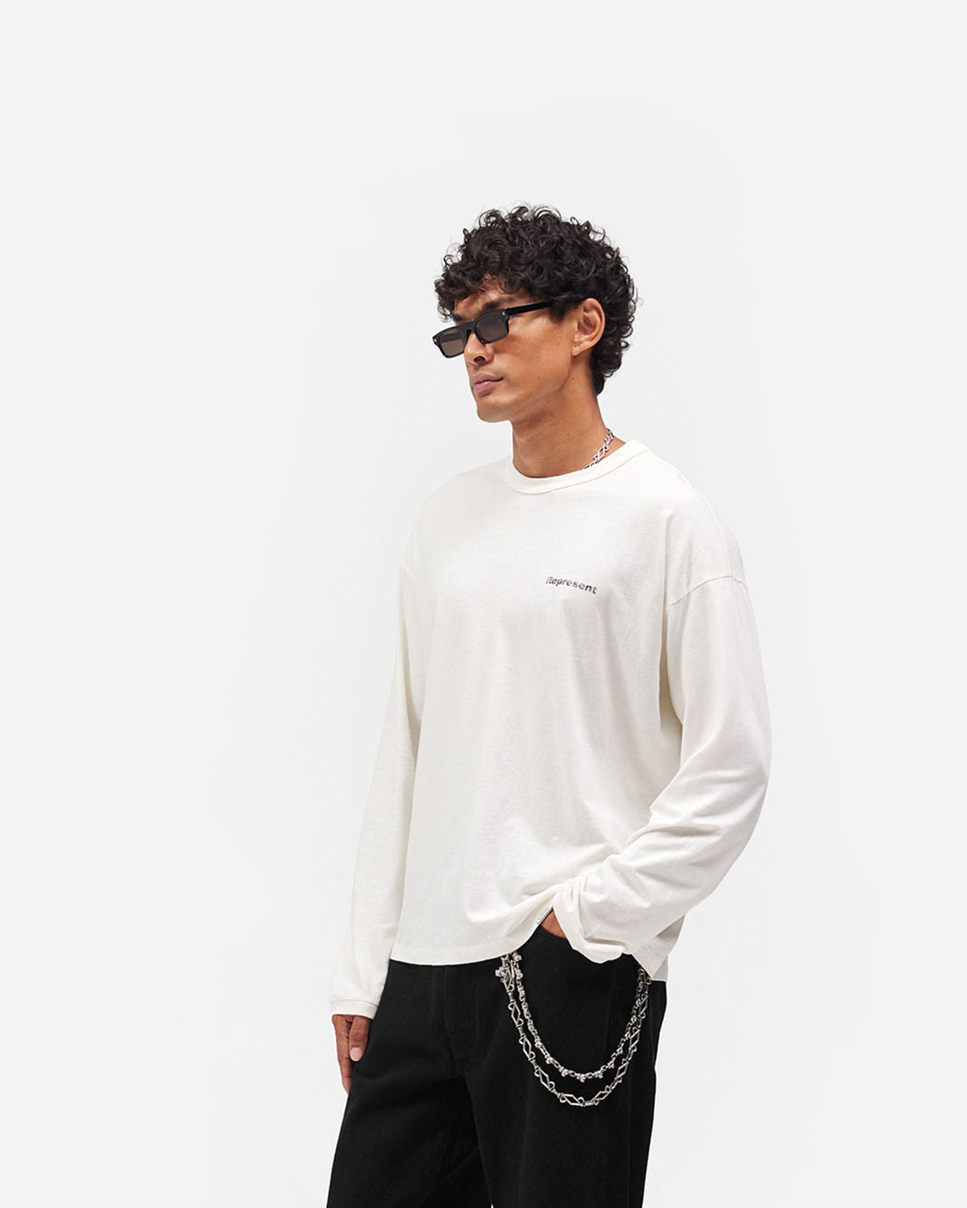 Logo Pack Lowercase Logo Long Sleeve T - Shirt - Flat White
