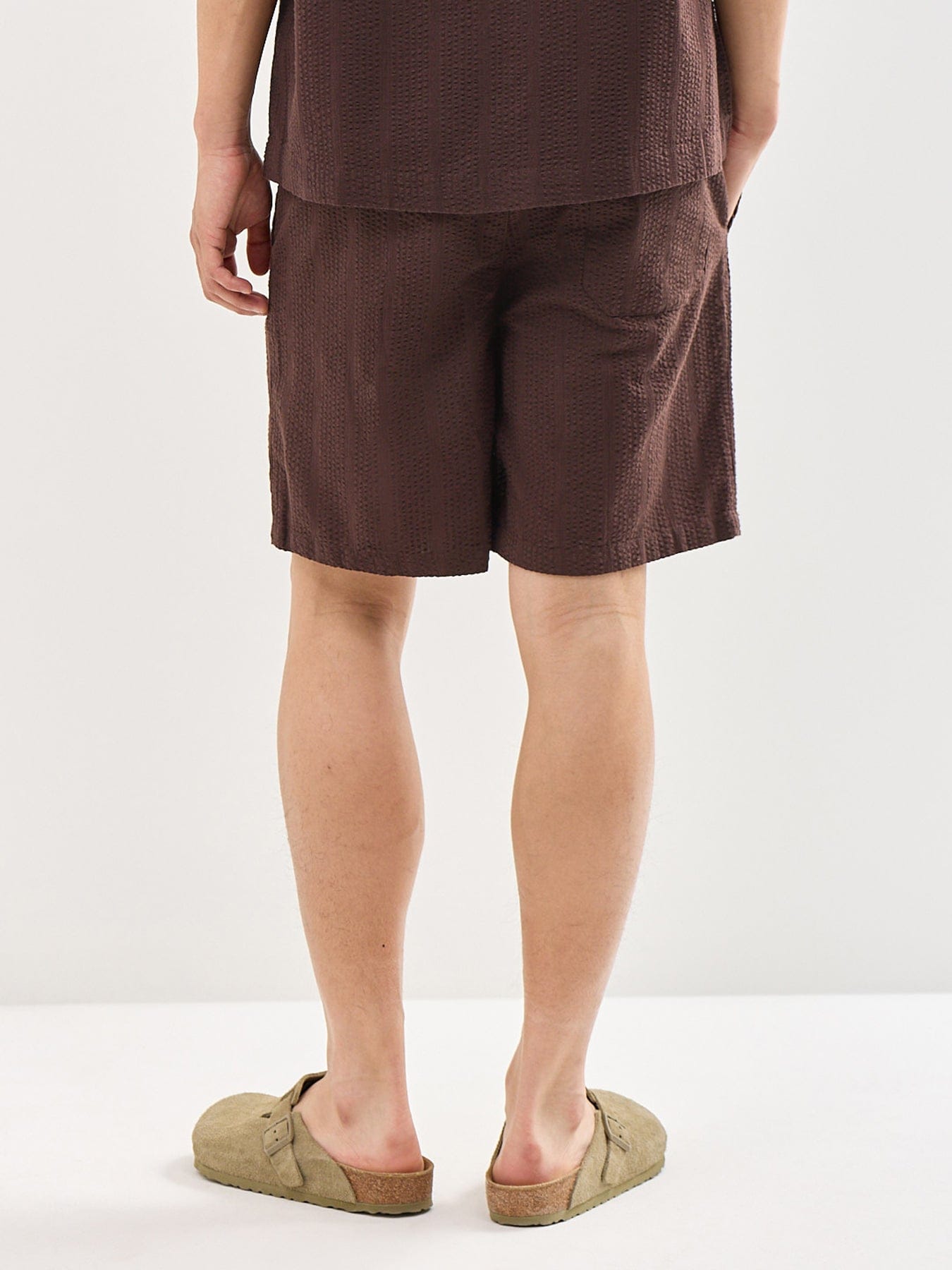 Only & Sons Cruz Seersucker Jogger Shorts Brown