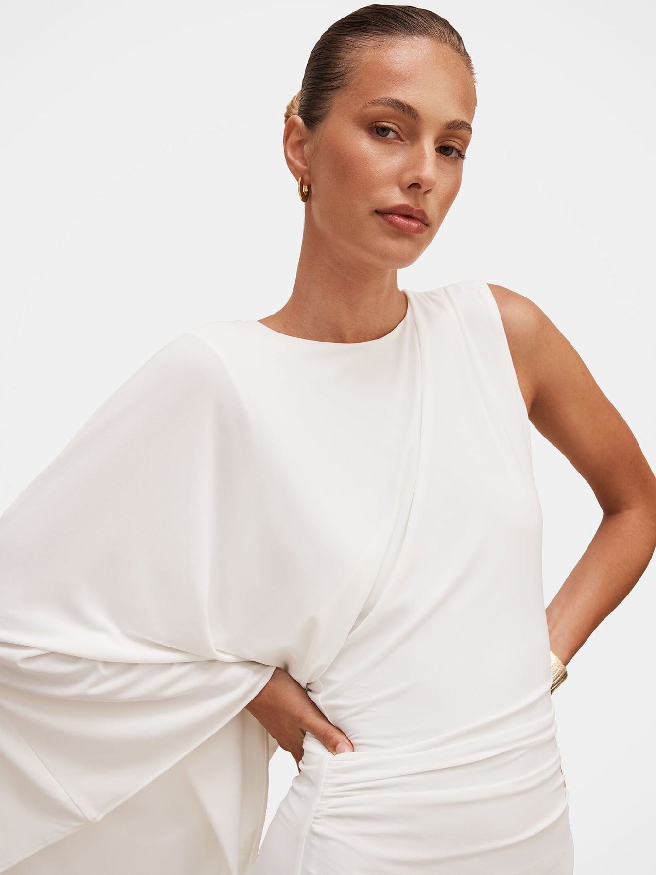 Forever New Fleur Cape Shoulder Maxi Dress White