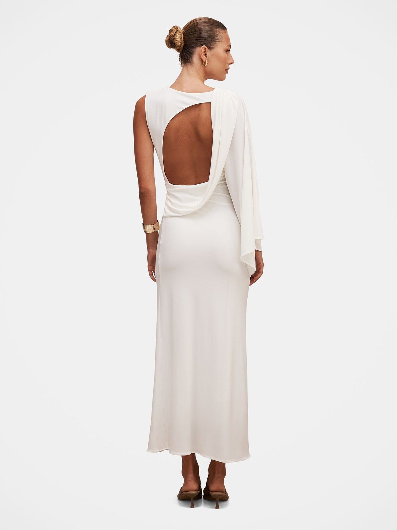 Forever New Fleur Cape Shoulder Maxi Dress White