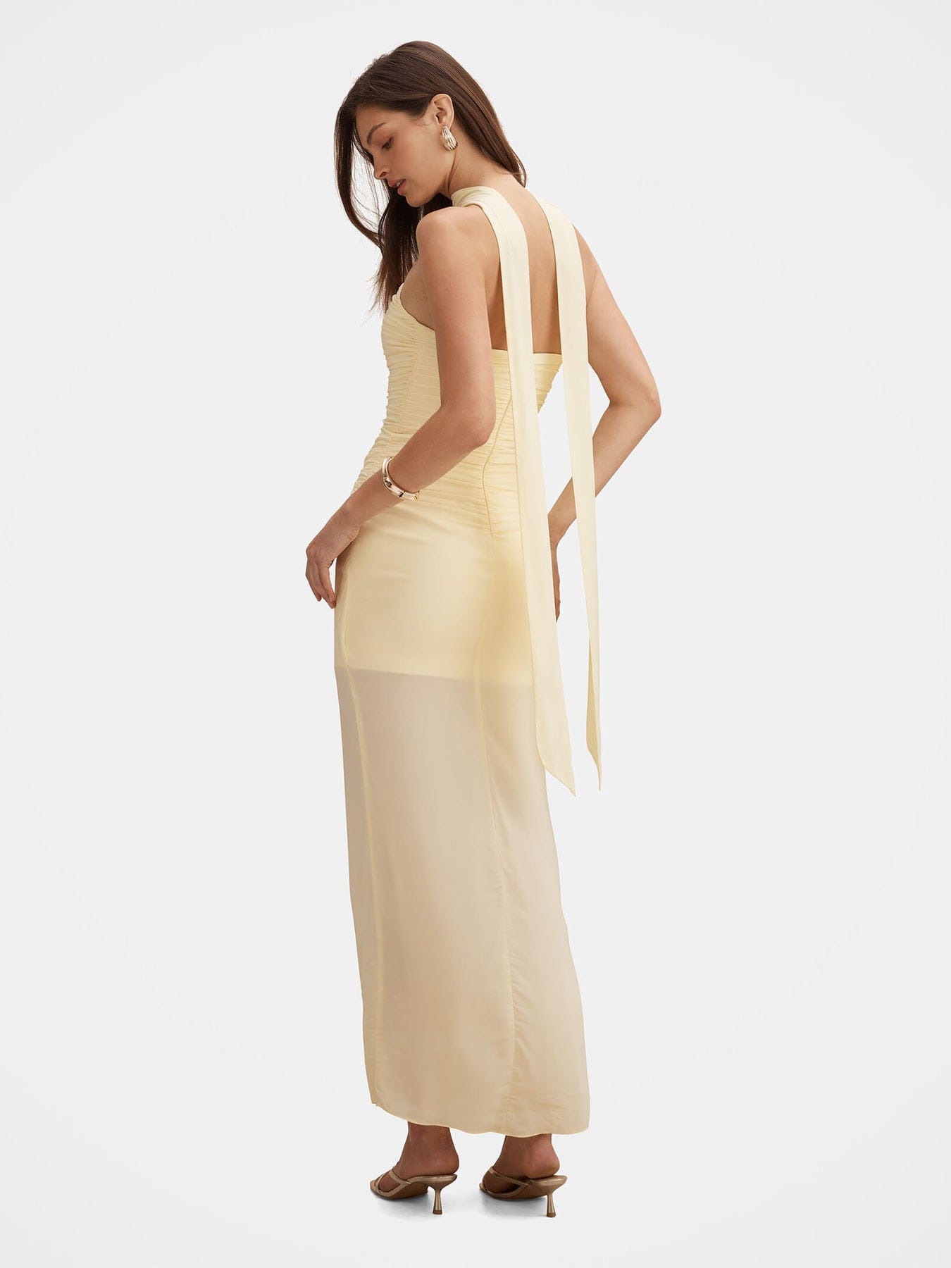 Forever New Arli Strapless Ruched Maxi Dress Yellow
