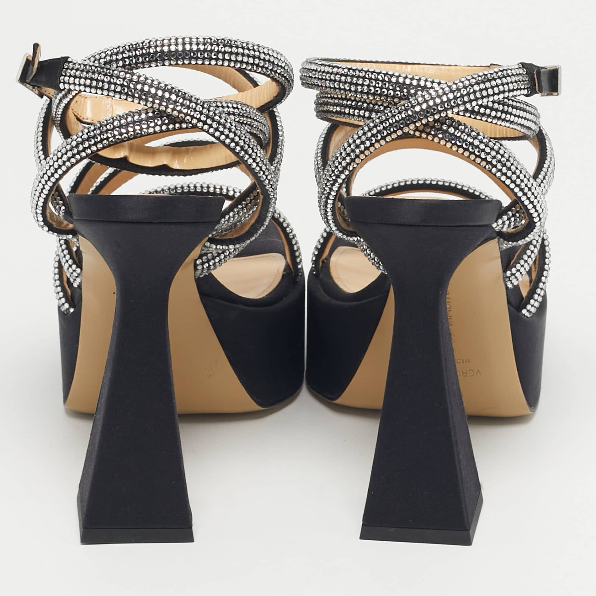 Mach & Mach Black Satin Sydney Platform Sandals