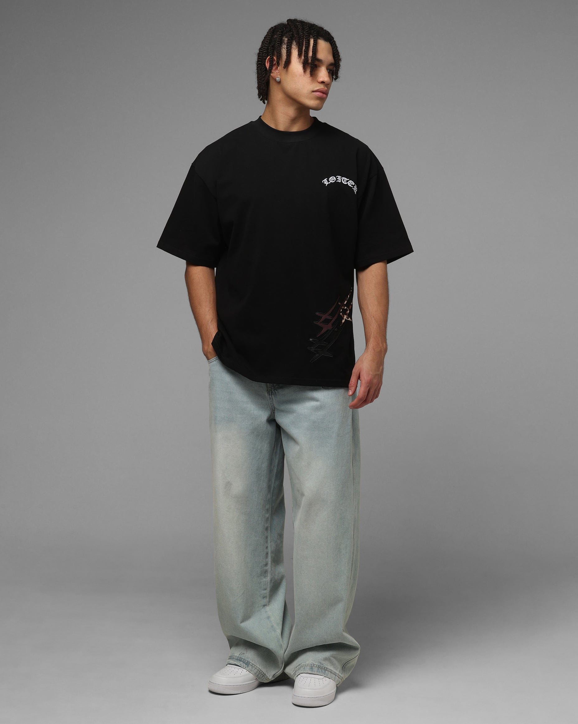 Loiter Hybrid Patch T - Shirt Black