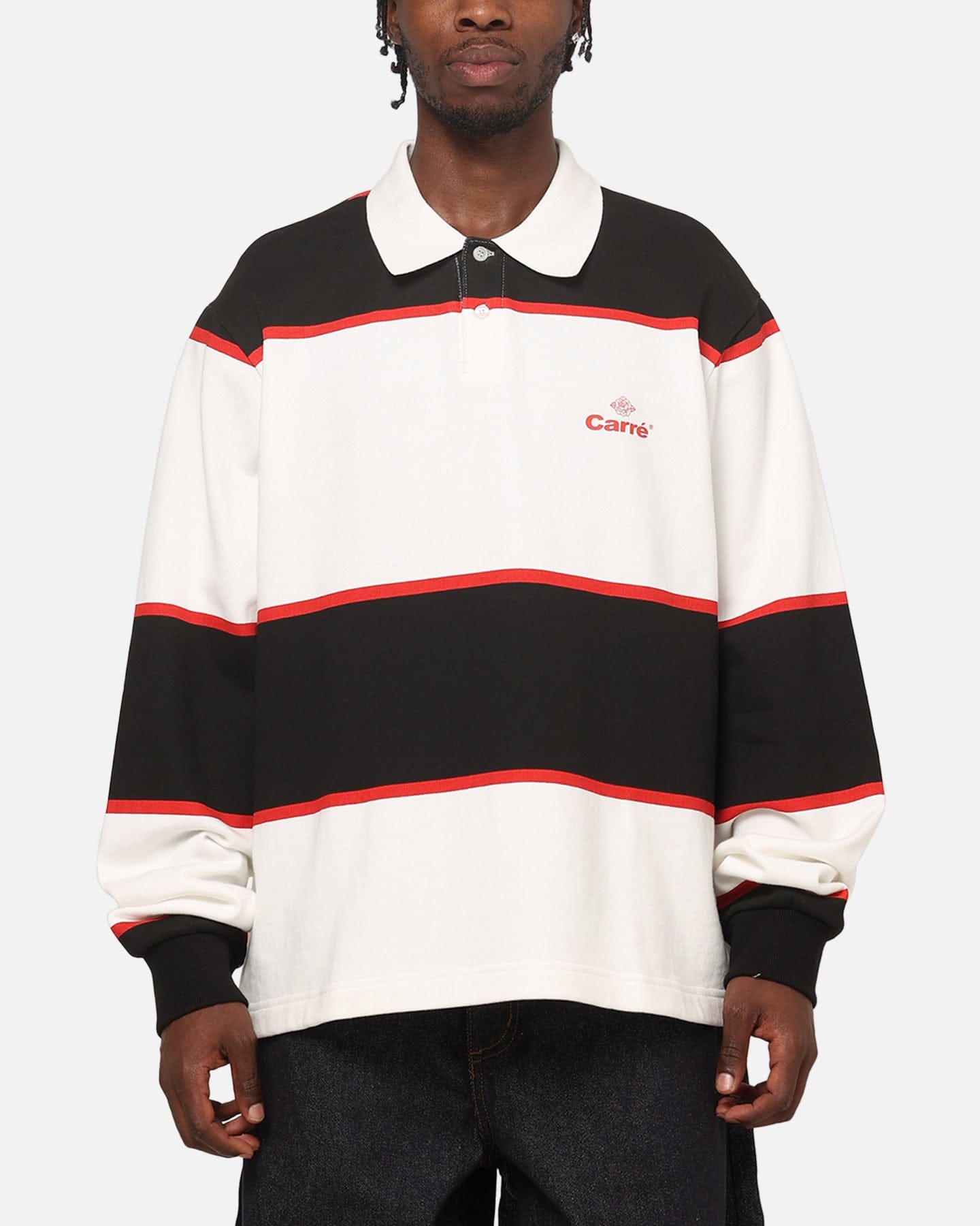 Carre Baseline Rugby Shirt Black Stripe