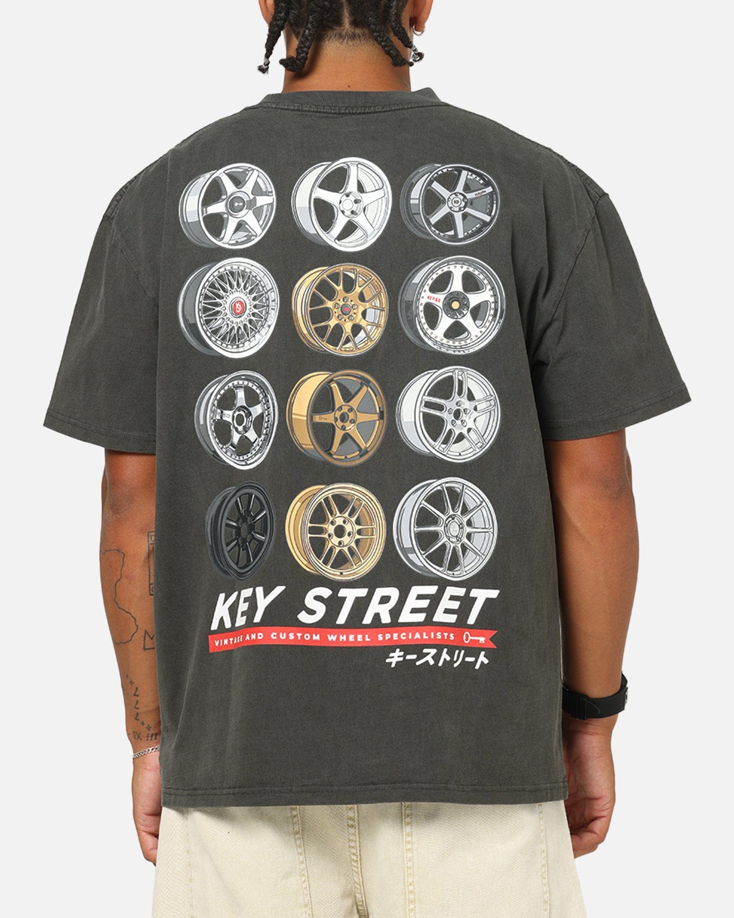 KEY Street Wheels T - Shirt Black Wash