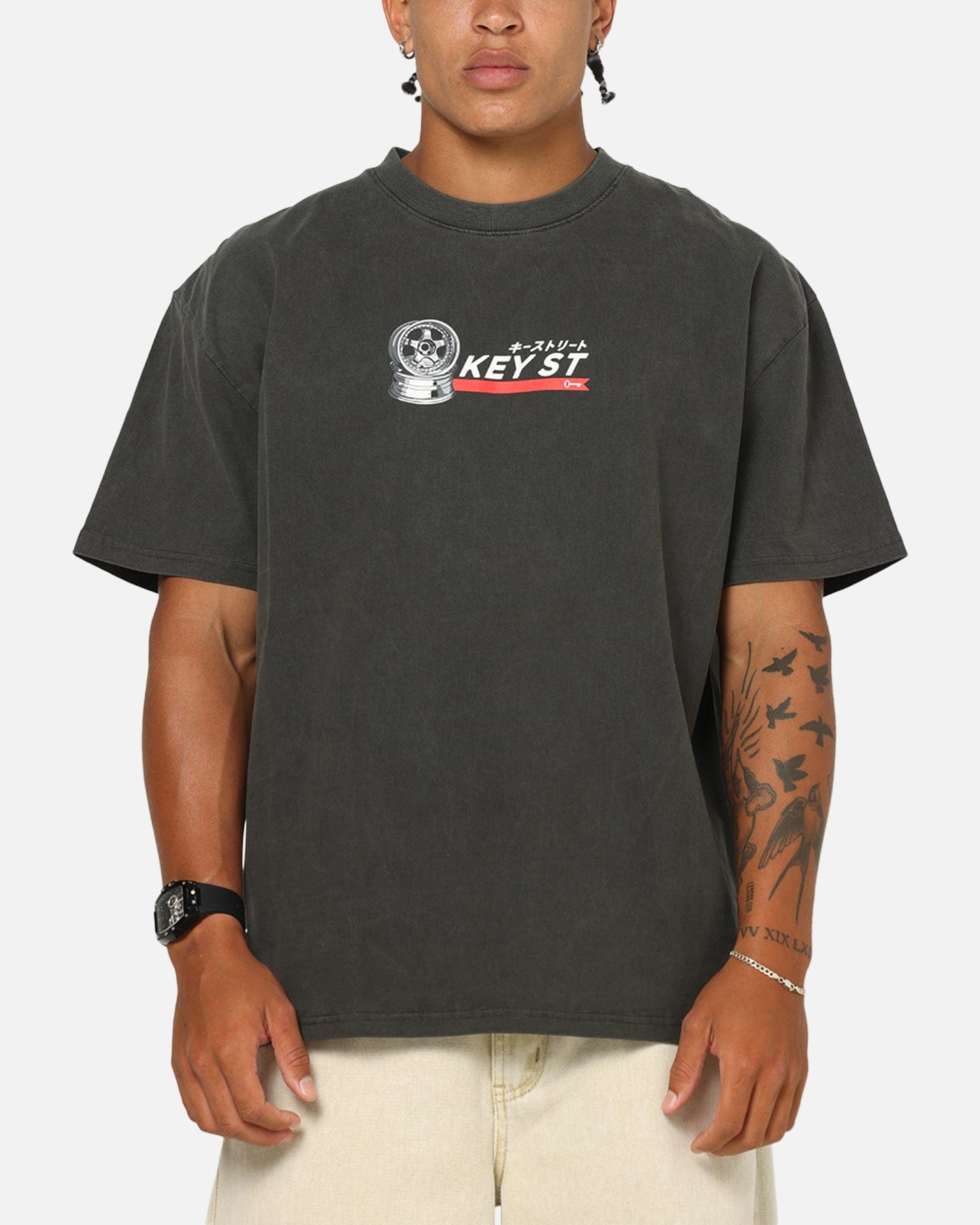 KEY Street Wheels T - Shirt Black Wash