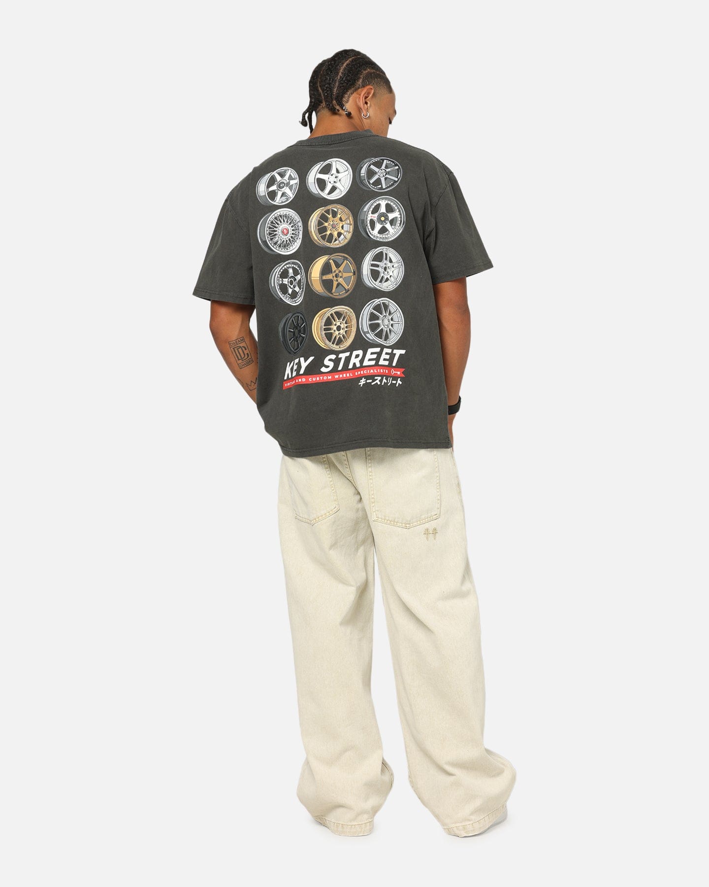 KEY Street Wheels T - Shirt Black Wash