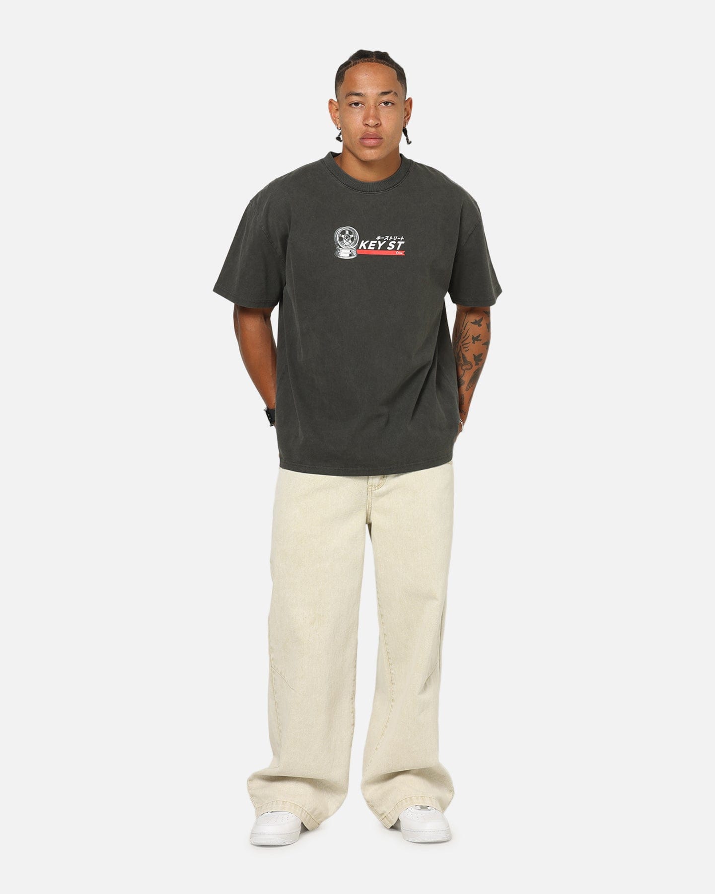 KEY Street Wheels T - Shirt Black Wash
