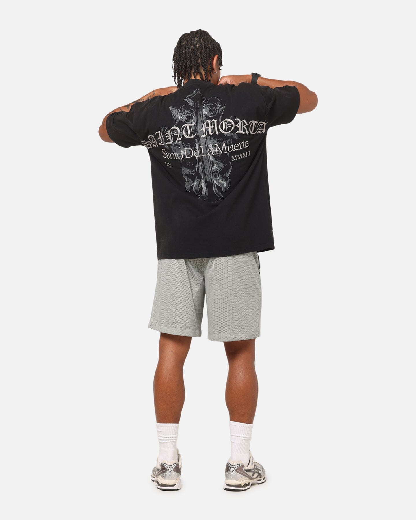 Saint Morta The Cross Boxy T - Shirt Black Acidwash