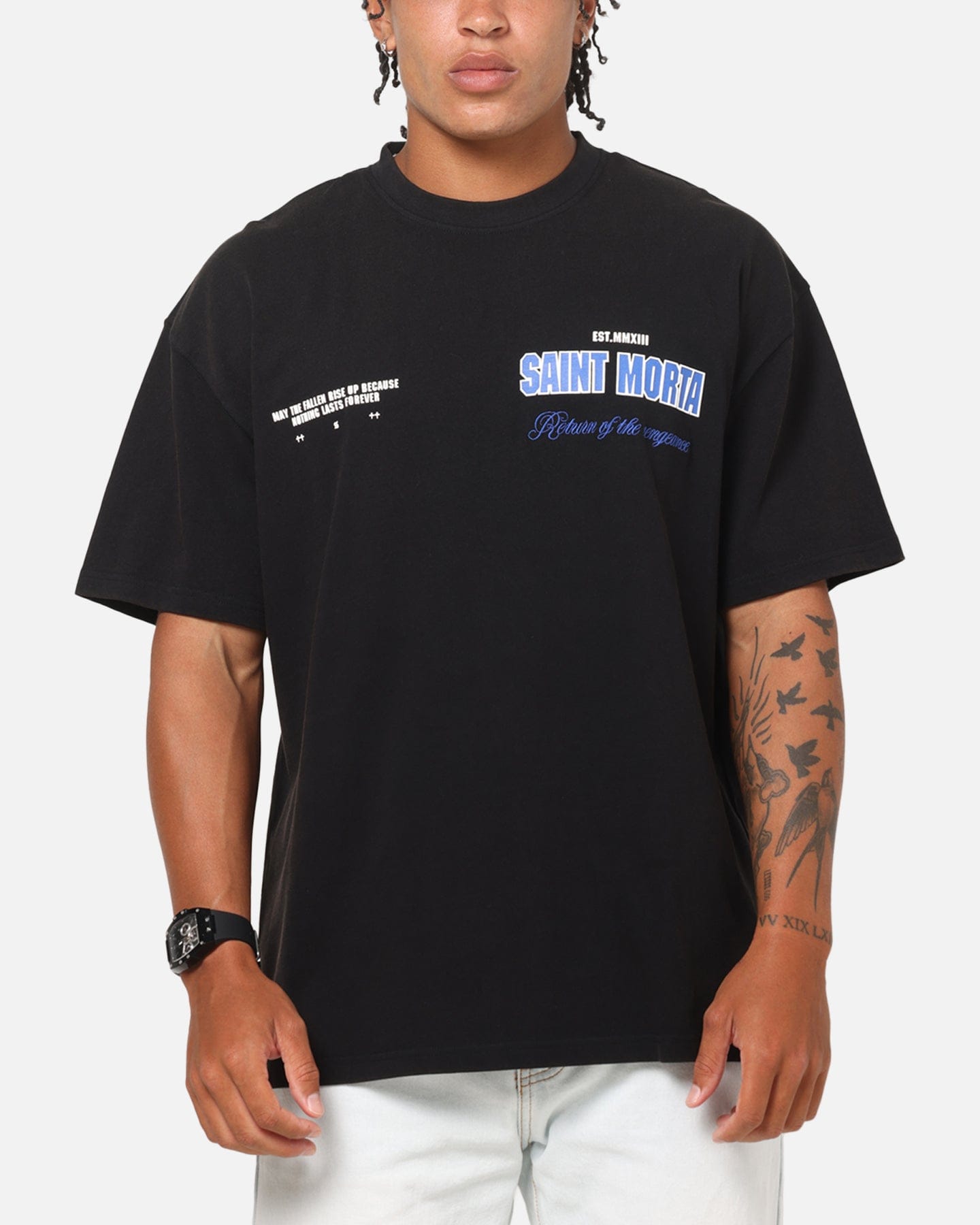 Saint Morta Rise Up Boxy T - Shirt Black Acidwash