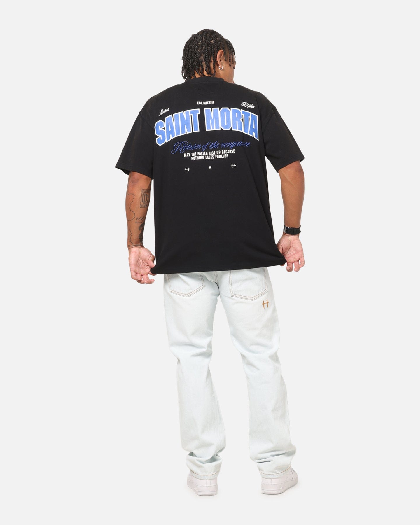 Saint Morta Rise Up Boxy T - Shirt Black Acidwash