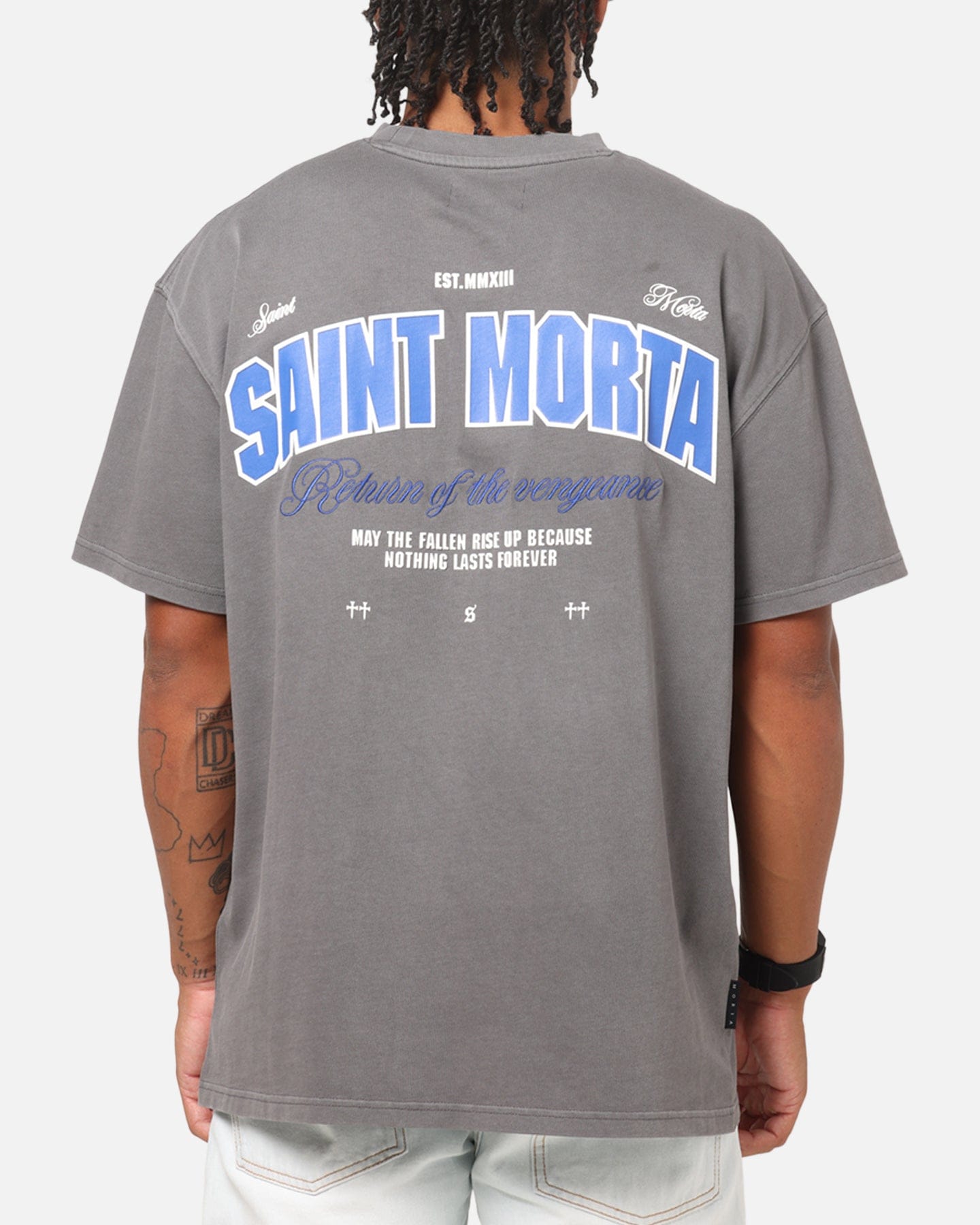 Saint Morta Rise Up Boxy T - Shirt Washed Charcoal