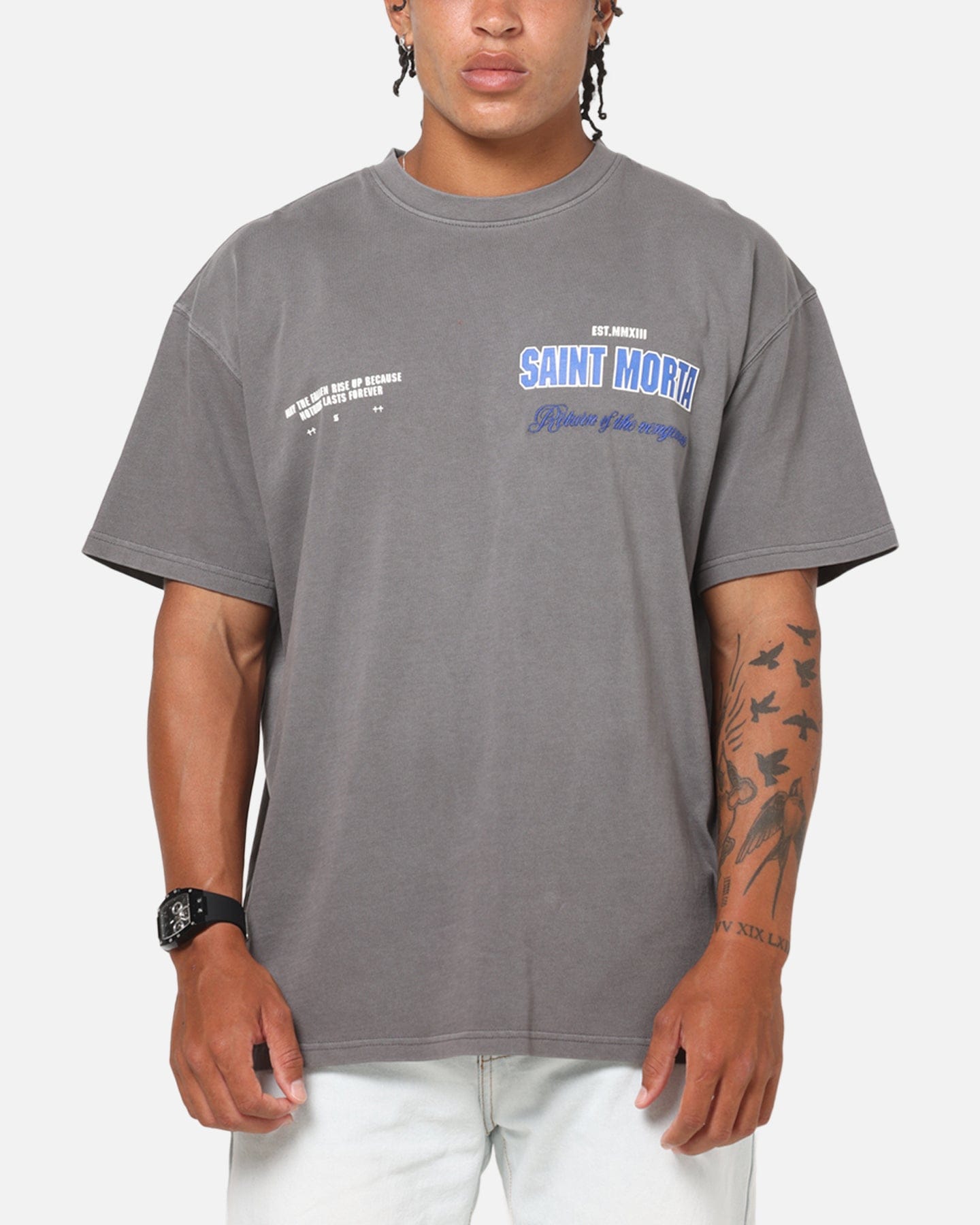 Saint Morta Rise Up Boxy T - Shirt Washed Charcoal