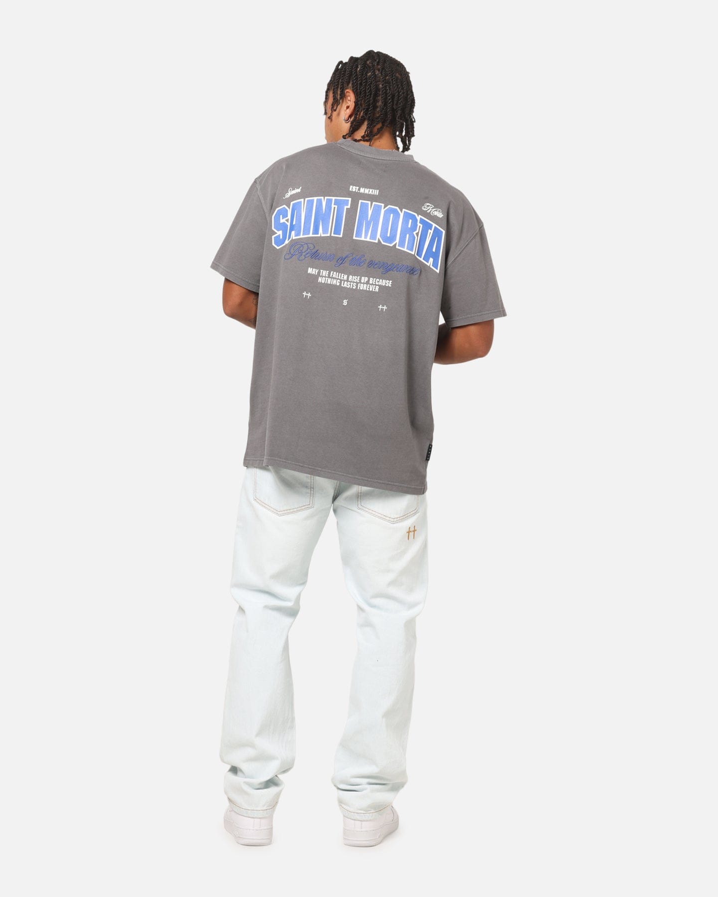 Saint Morta Rise Up Boxy T - Shirt Washed Charcoal