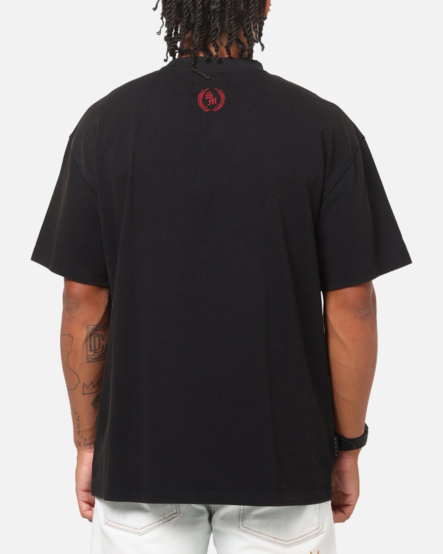 Saint Morta Regal Scripture Boxy T - Shirt Black Acidwash