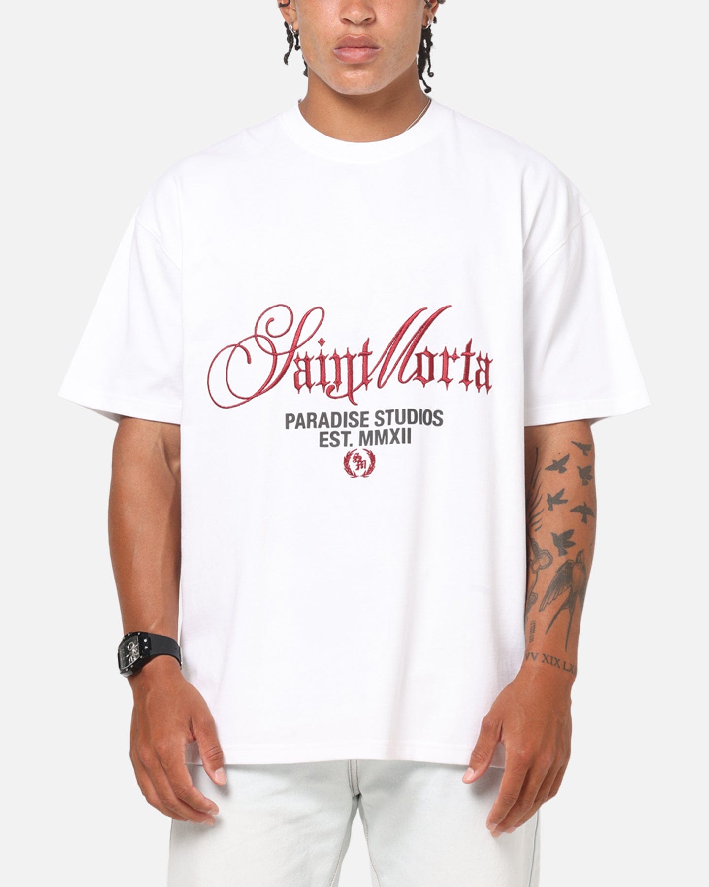 Saint Morta Regal Scripture Boxy T - Shirt White