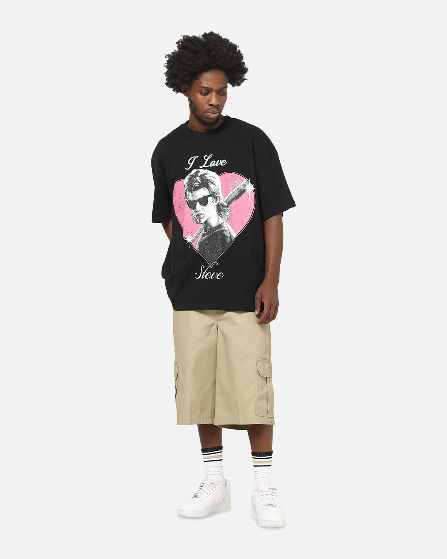 73studio x Stranger Things I Love Steve Heavy T - Shirt Black