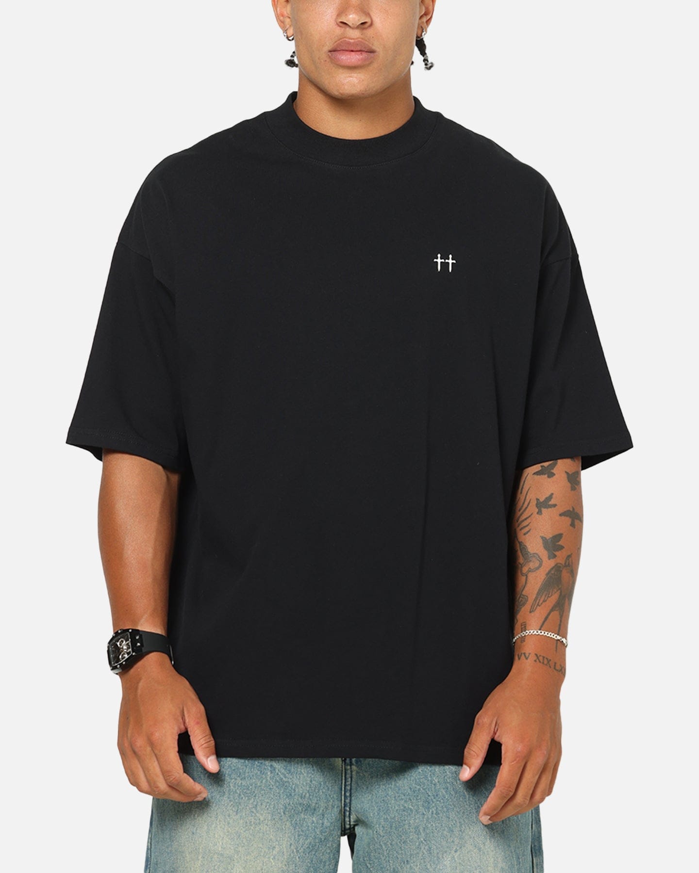 Saint Morta Divine Duty Mock Neck T - Shirt Black