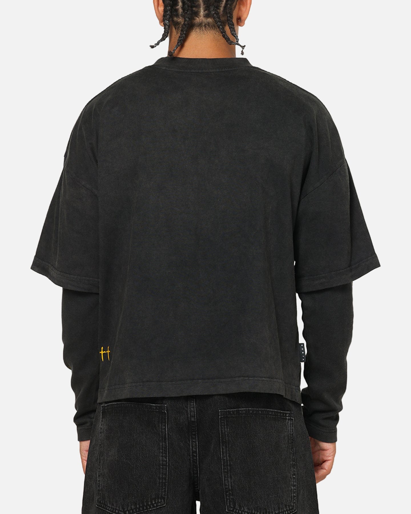 Saint Morta Scripture Long Sleeve Layered T - Shirt Vintage Black