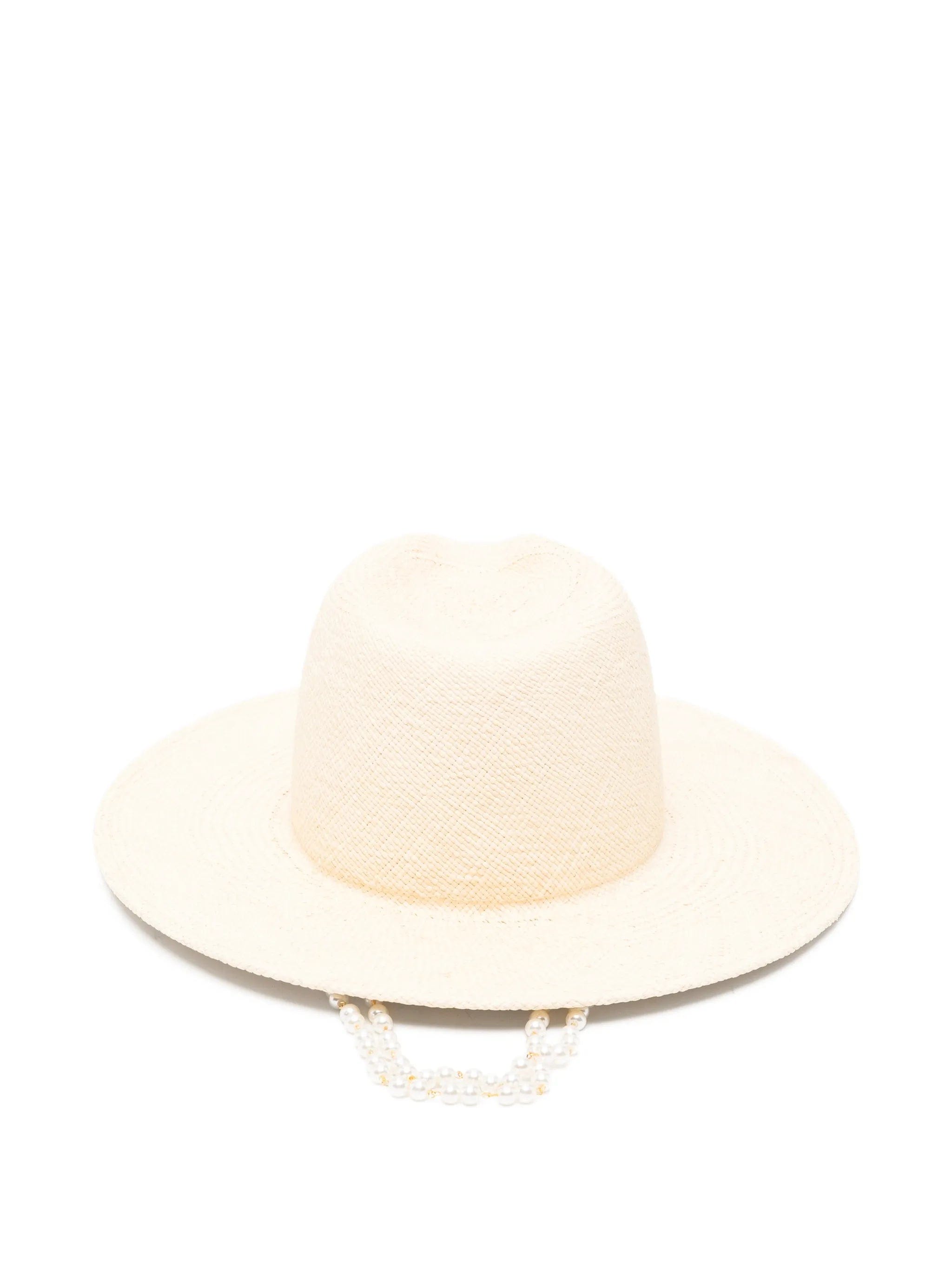 Ruslan Baginskiy pearl - chain straw fedora hat