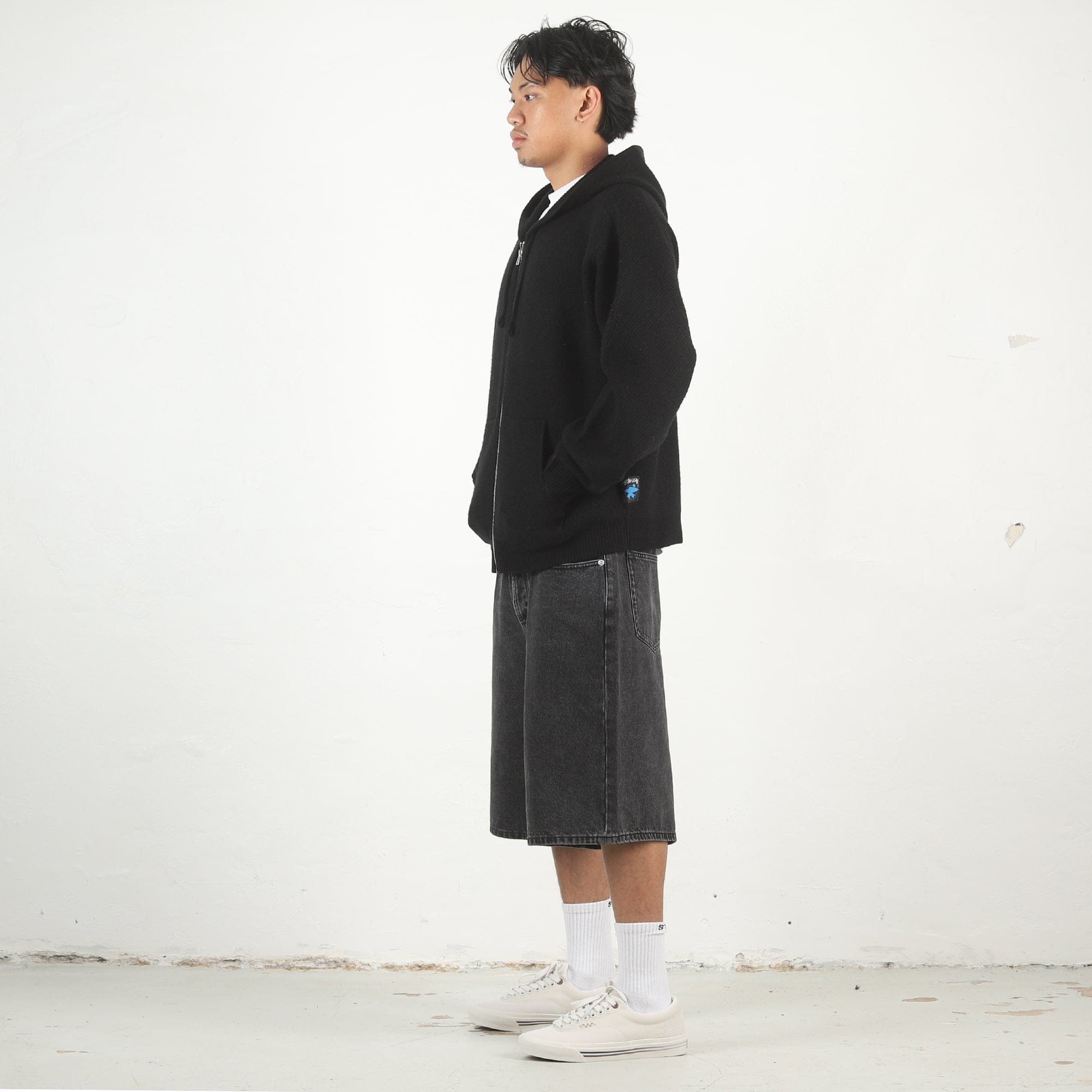 STÜSSY TEXTURED ZIP HOODED SWEATER