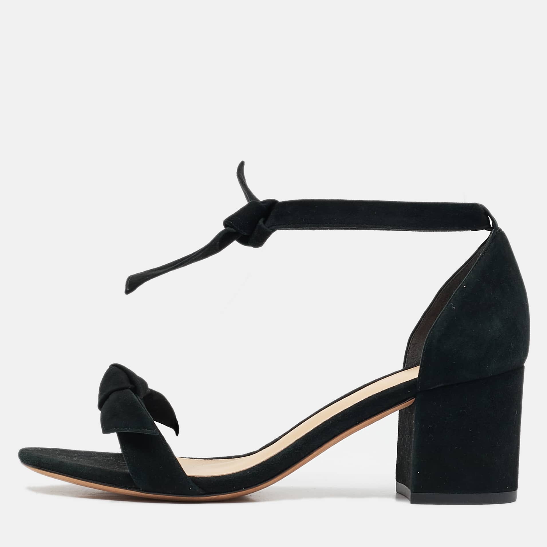 Alexandre Birman Black Suede Clarita Block Heel Sandals