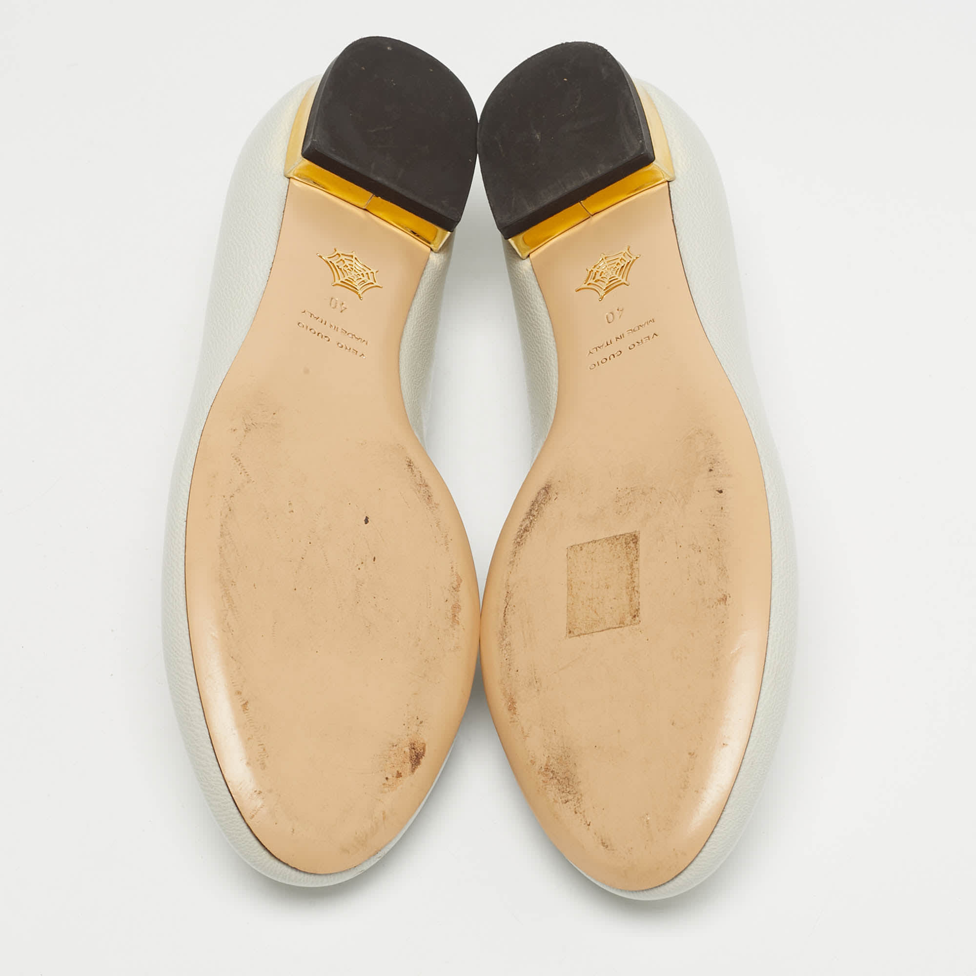 Charlotte Olympia Grey Leather Kitty Ballet Flats