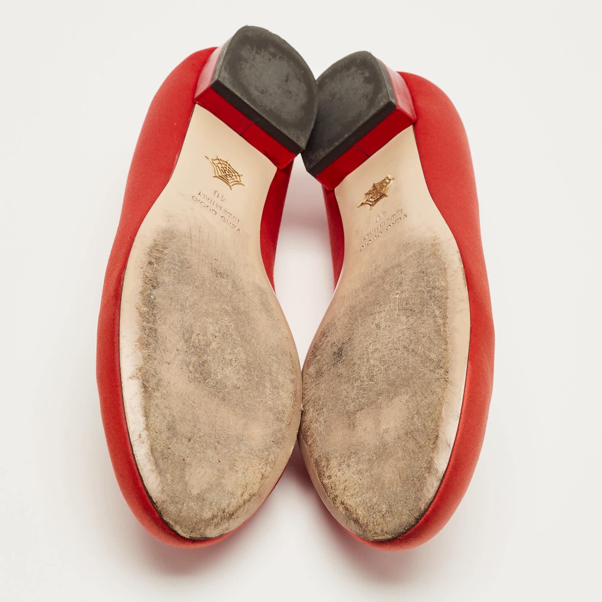 Charlotte Olympia Red Satin Cheeky Kitty Ballet Flats