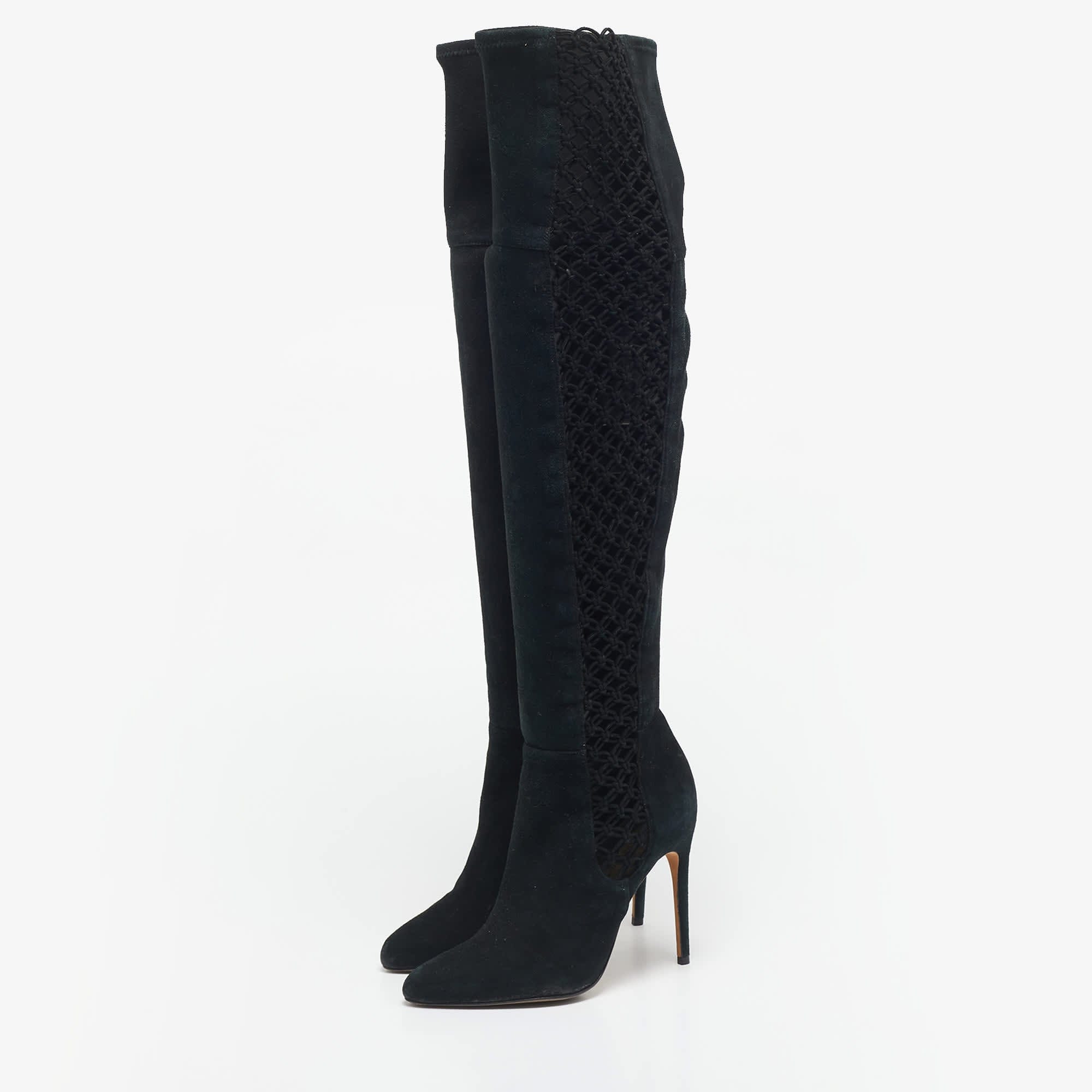 Alexandre Birman Black Suede Over The Knee Boots