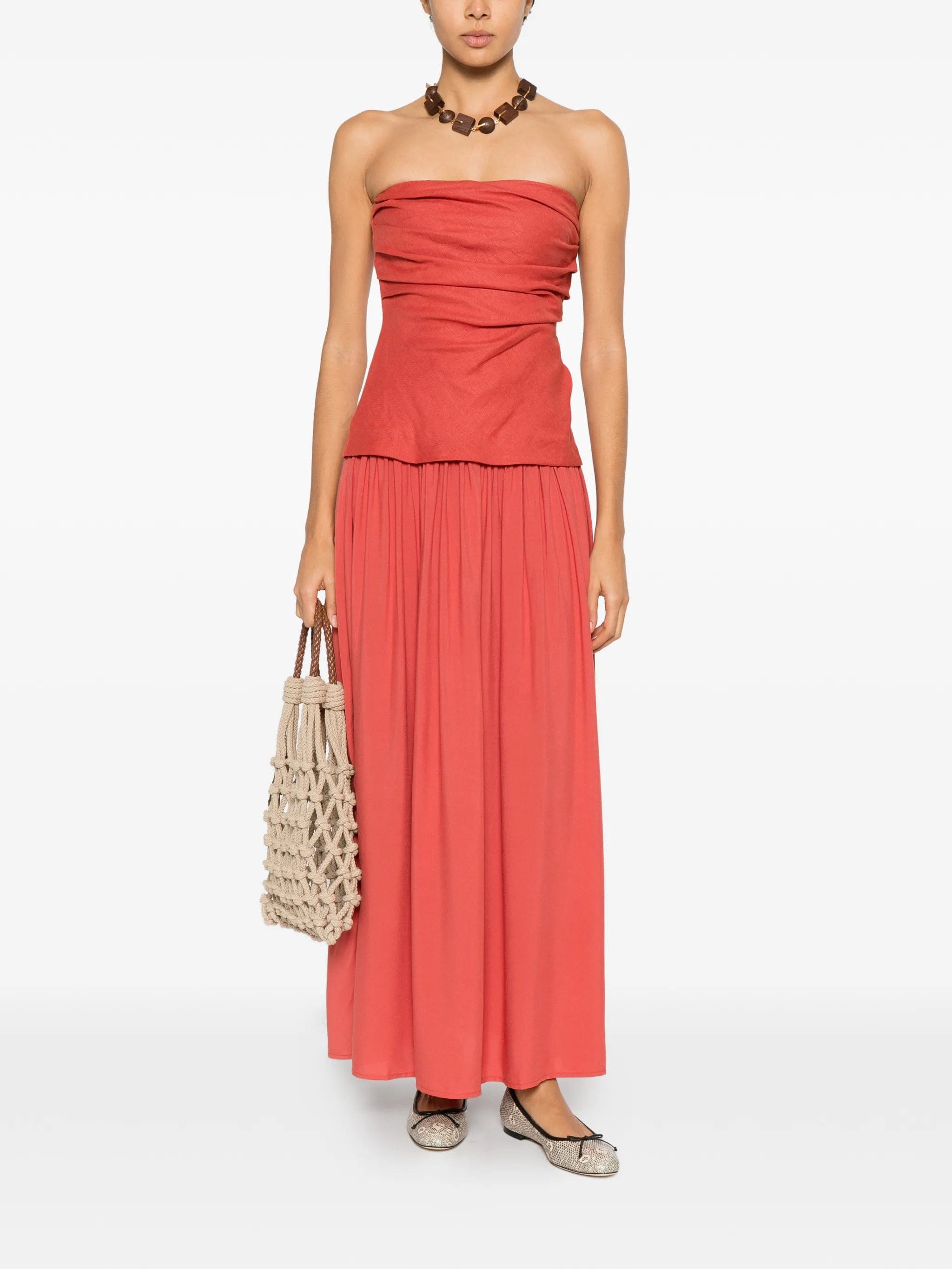 Faithfull Hedy Maxi ruched bandeau dress