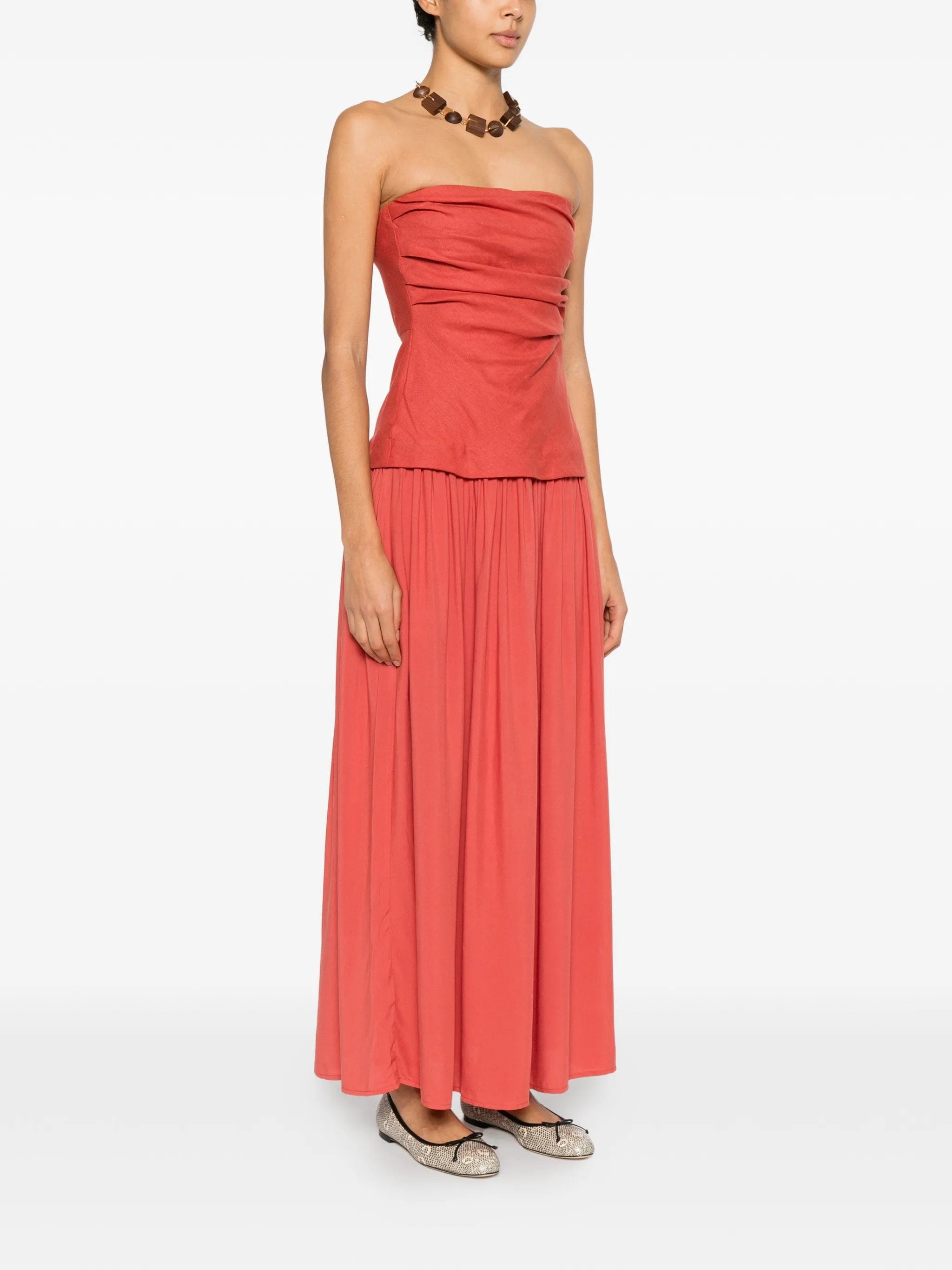 Faithfull Hedy Maxi ruched bandeau dress