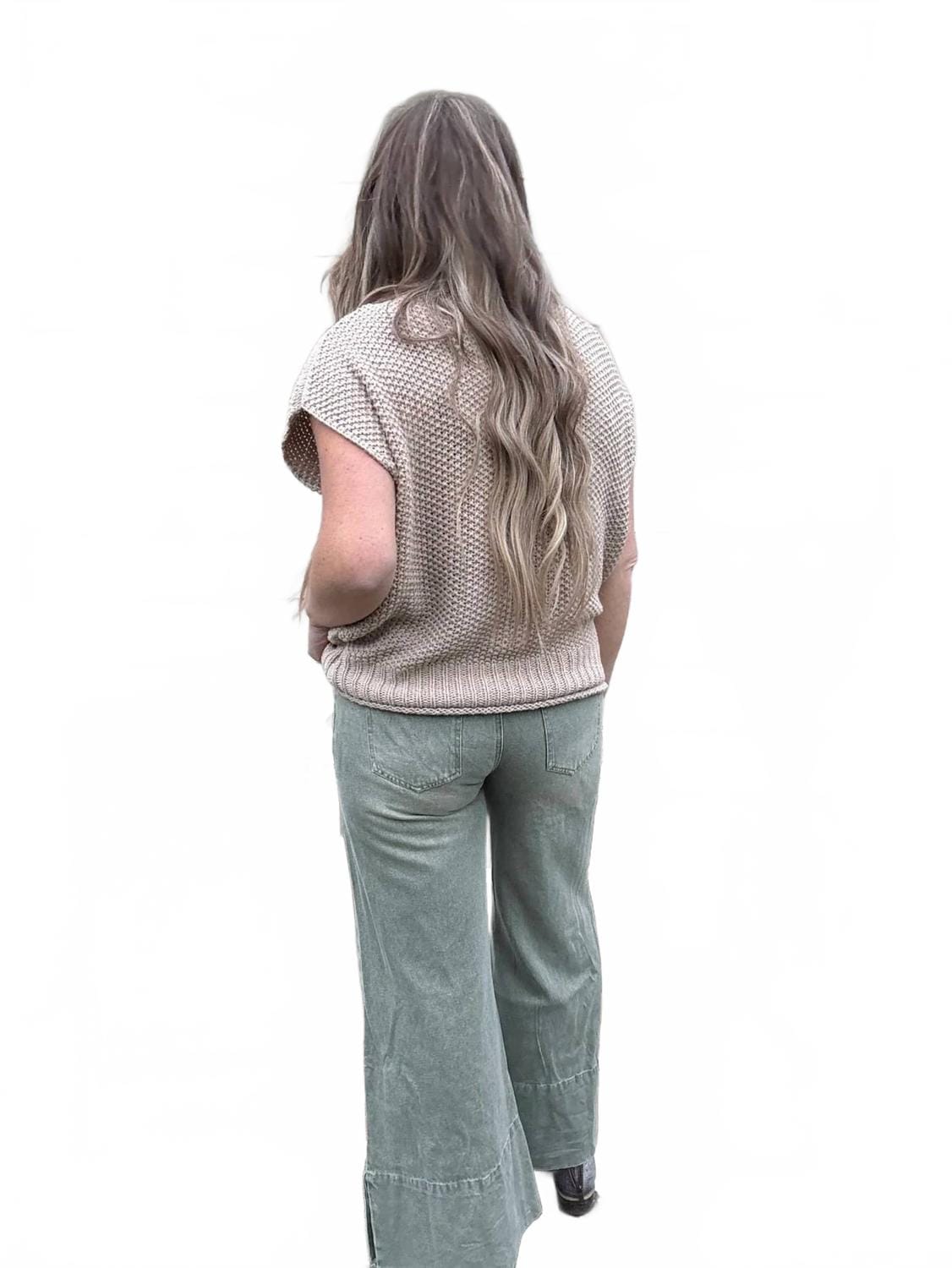 Vintage Wide Leg Twill Jeans In Vintage Olive
