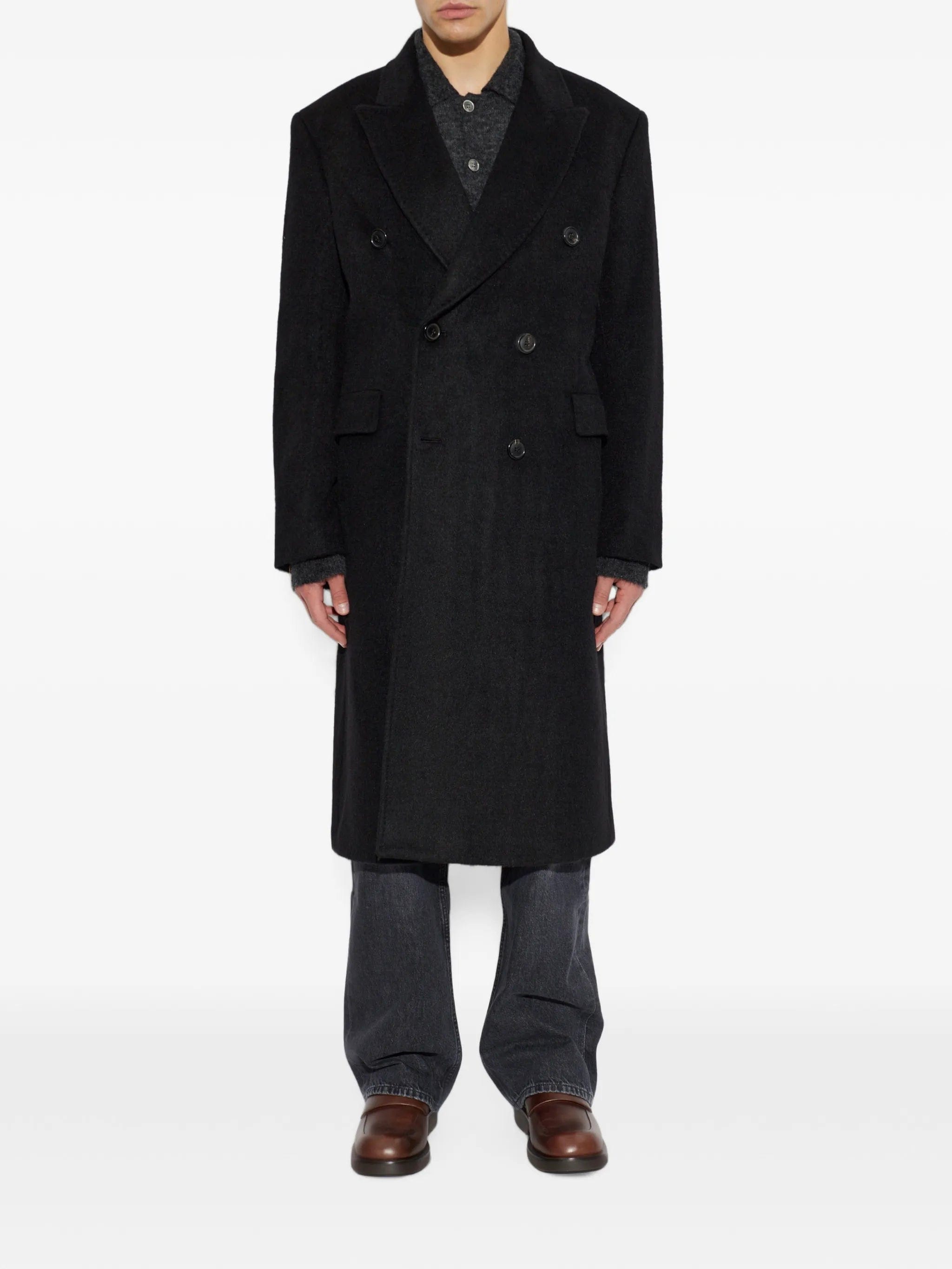 OUR Legacy double - breasted hairy - wool coat