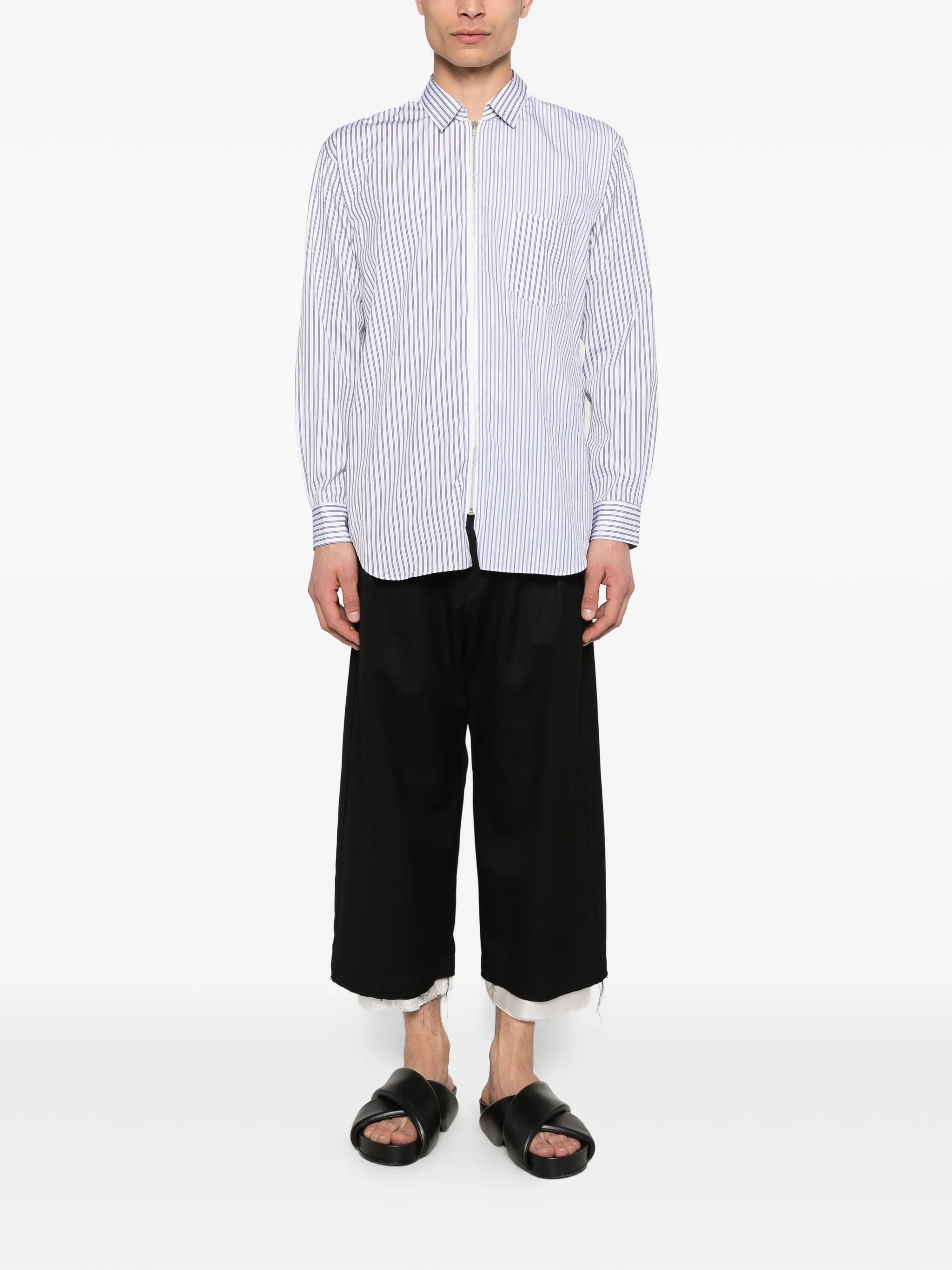 Comme des Garçons Shirt striped zip shirt