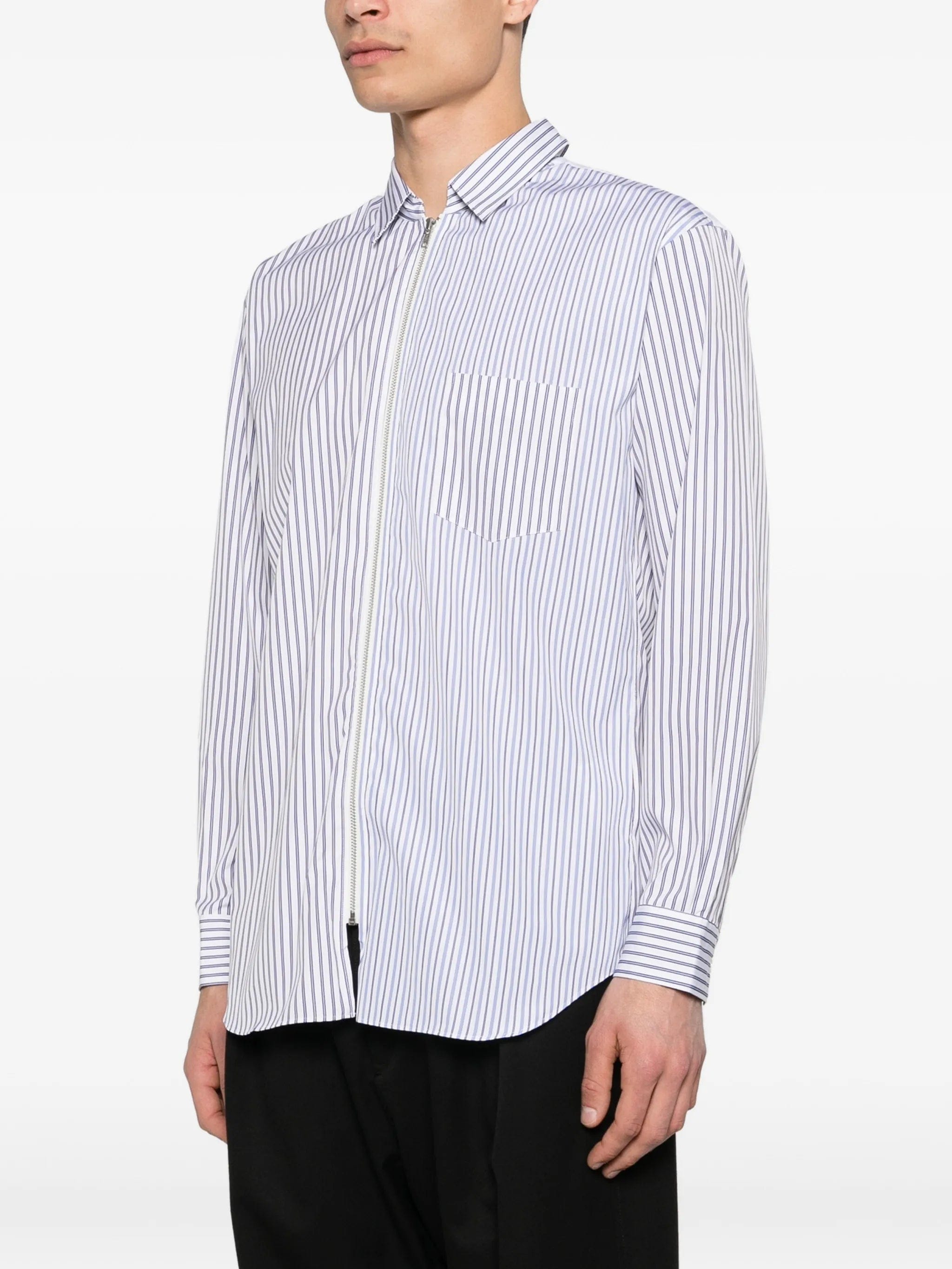 Comme des Garçons Shirt striped zip shirt