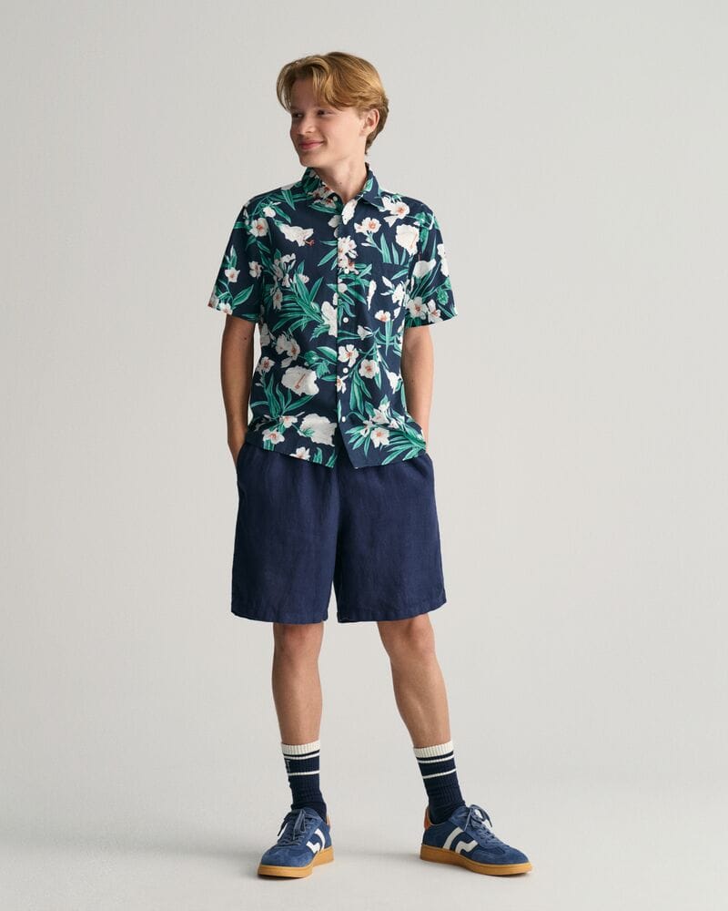 Gant Teens Oleander Print Cotton Short Sleeve Shirt
