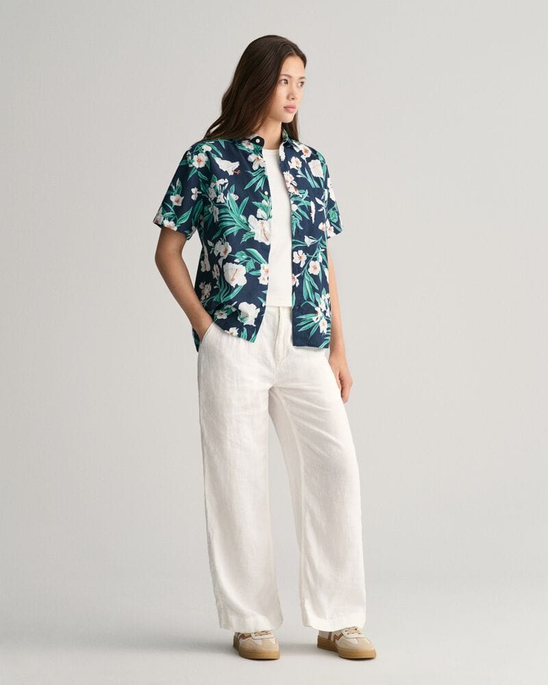 Gant Teens Oleander Print Cotton Short Sleeve Shirt