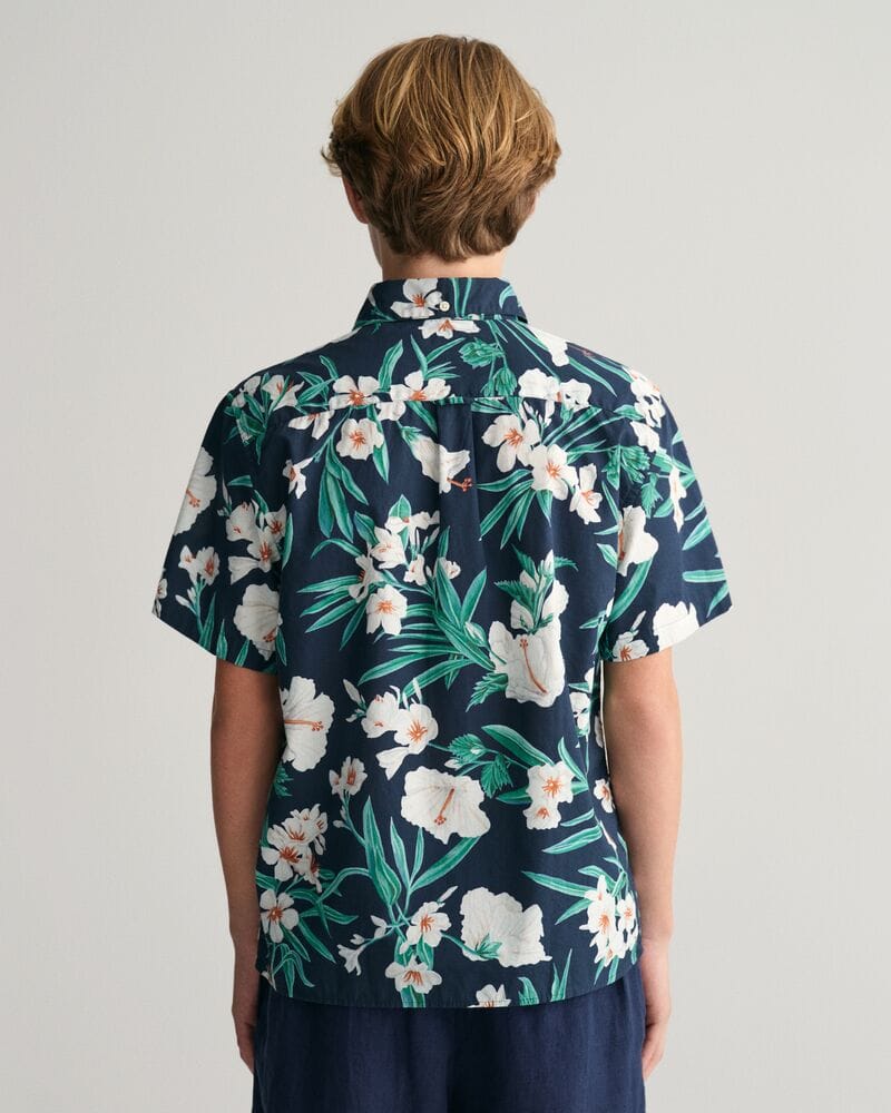 Gant Teens Oleander Print Cotton Short Sleeve Shirt