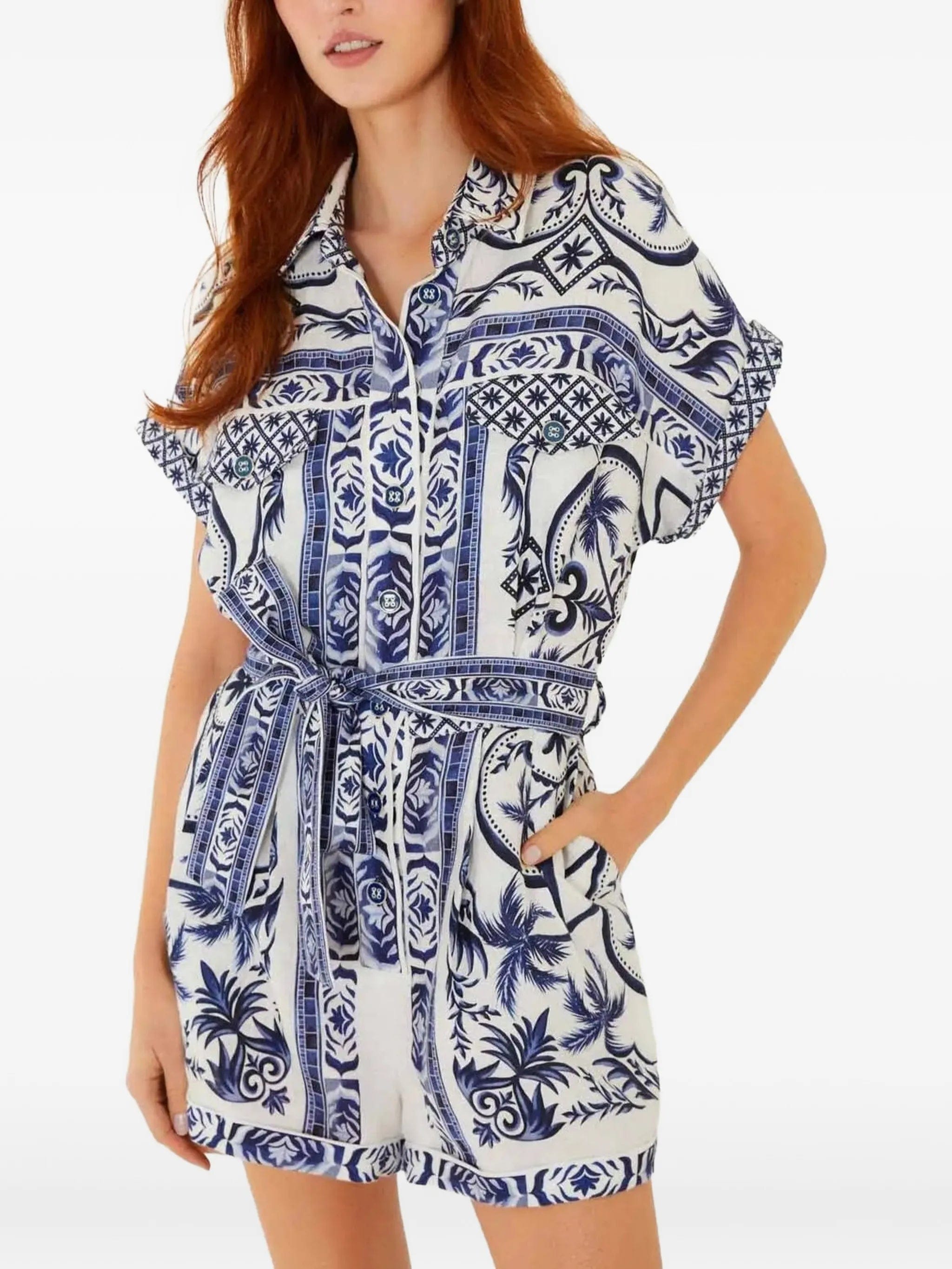 FARM Rio Wonderful City belted playsuit
