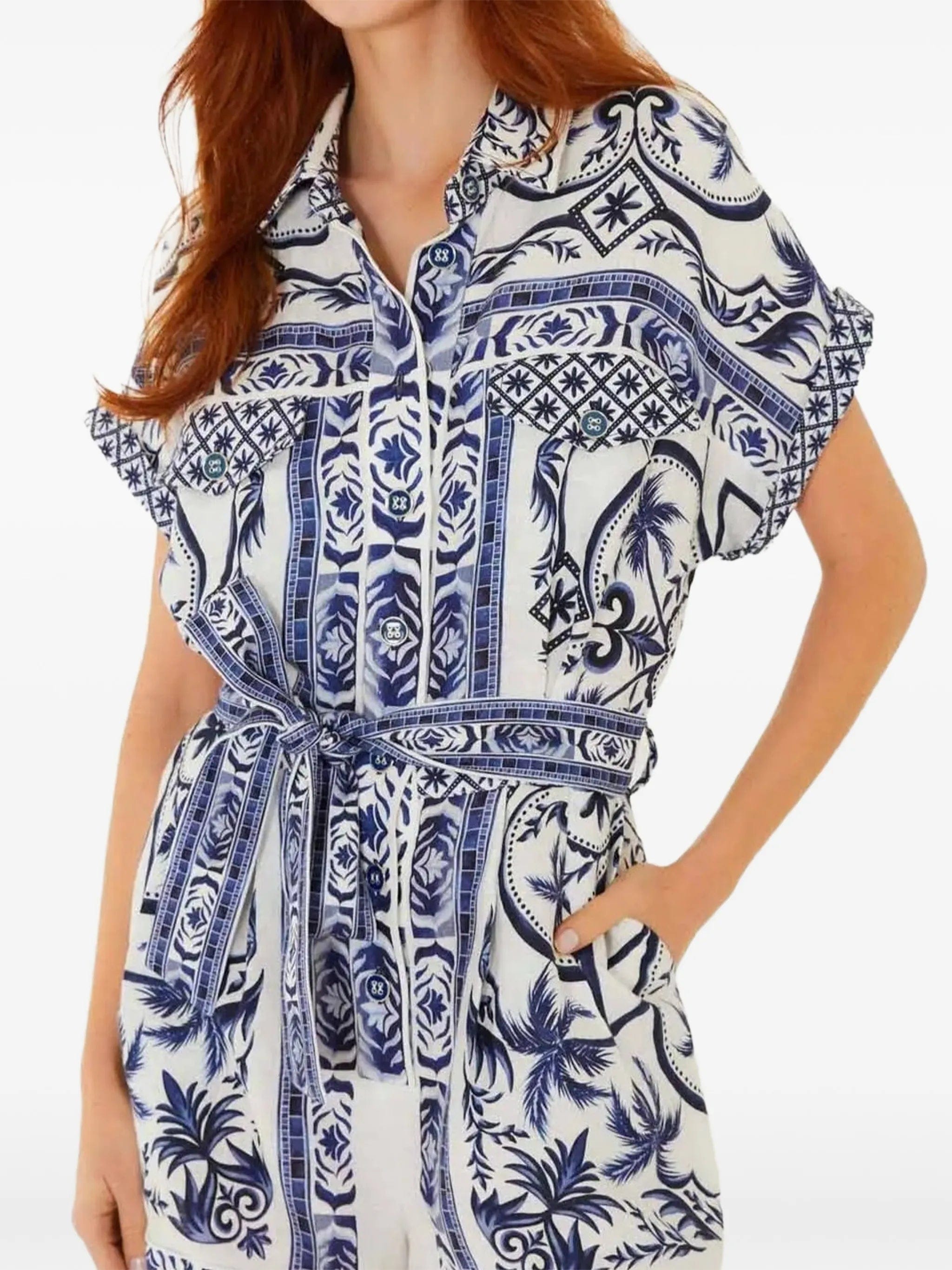 FARM Rio Wonderful City belted playsuit