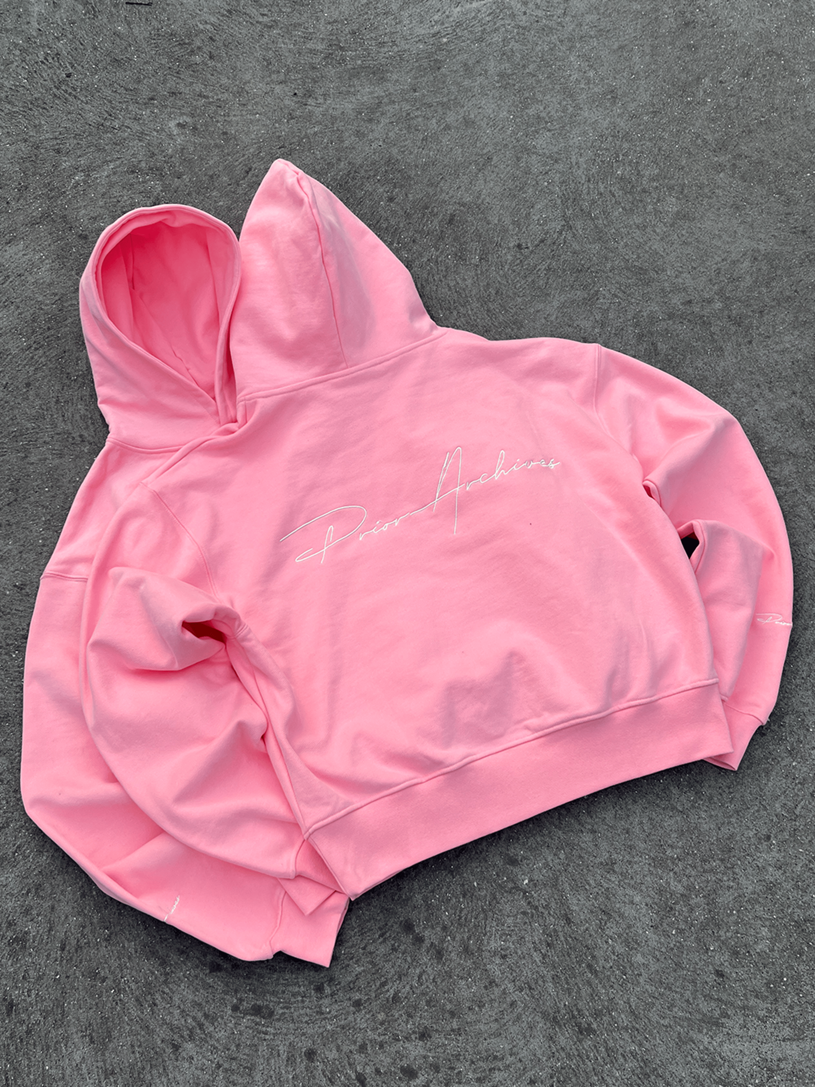Prior Archives Prior Embroidery Logo Oversized Cropped Hoodie Sakura