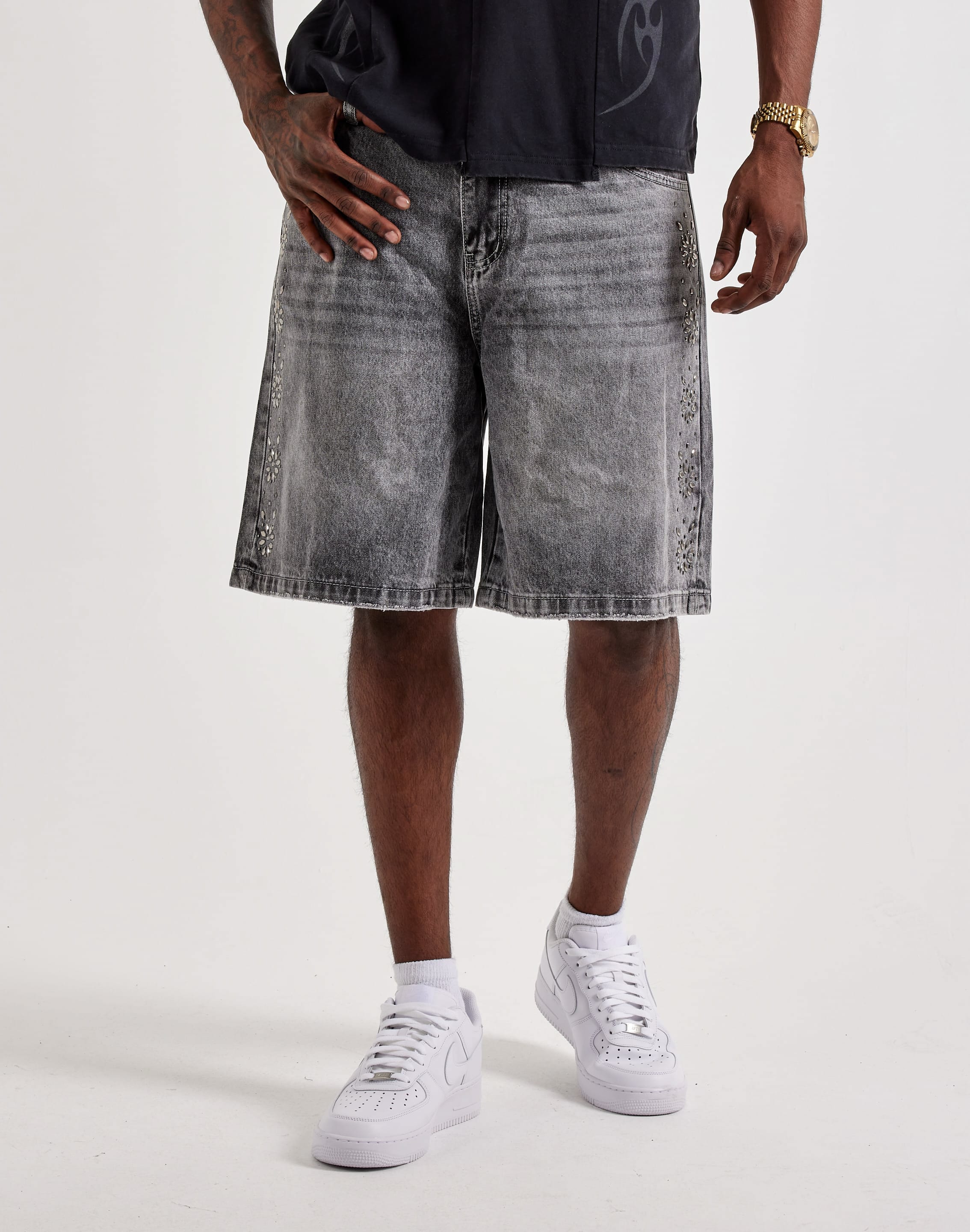 Paradise Lost Rhinestone Denim Shorts