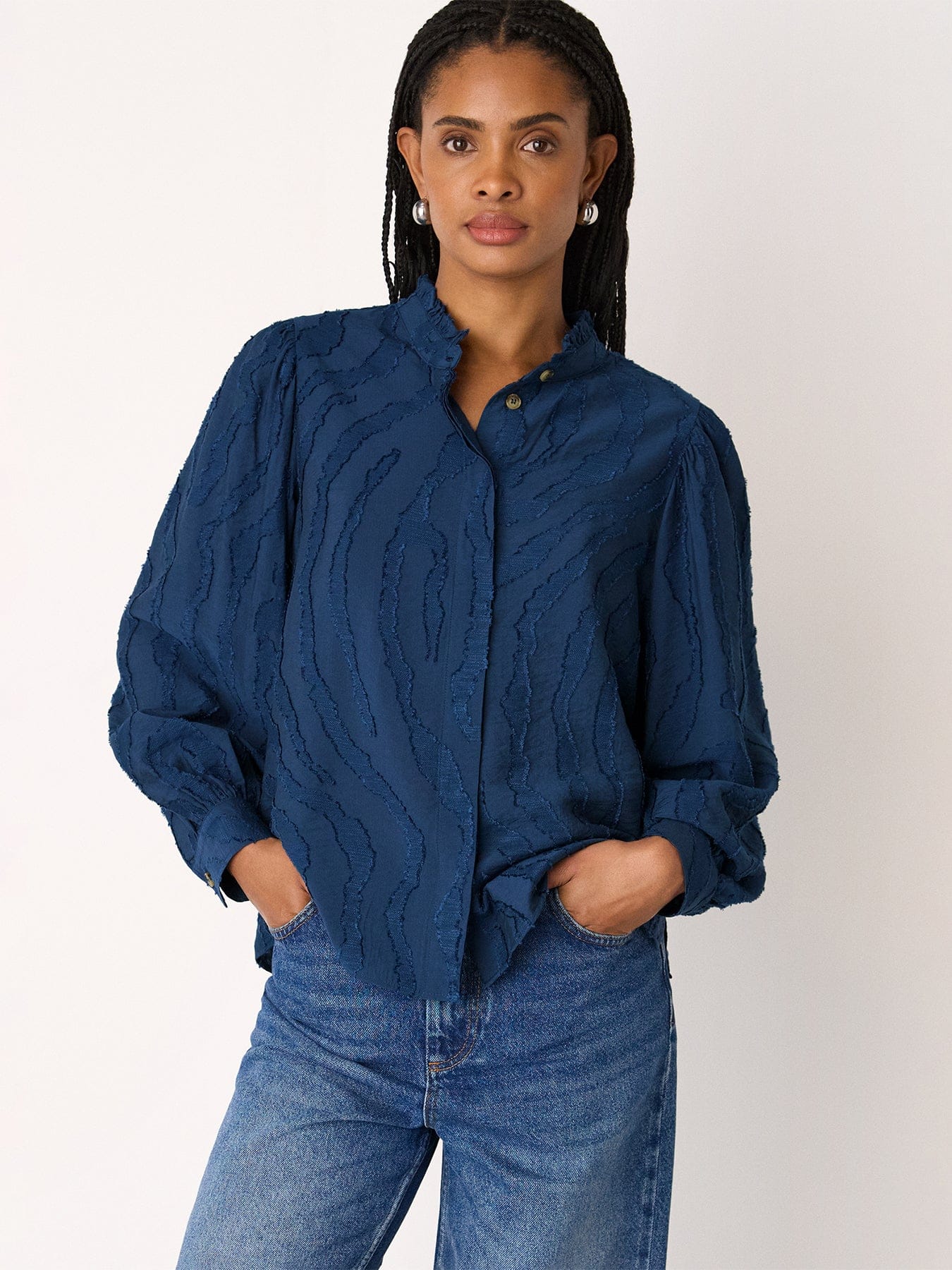 Whistles Animal Textured Shirt Blue